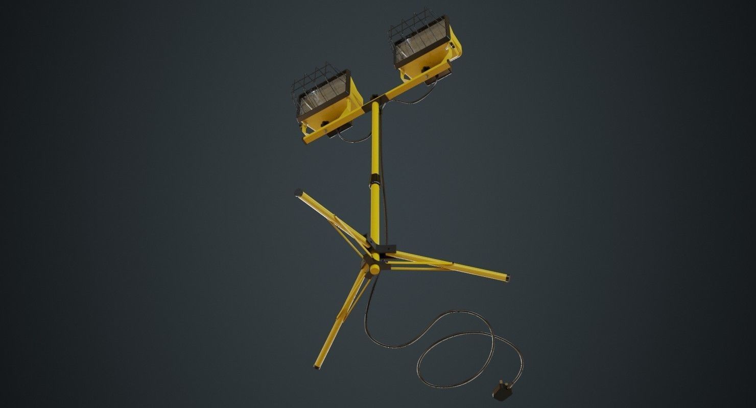 Halogen Work Light 3A Low-poly 3D model_7