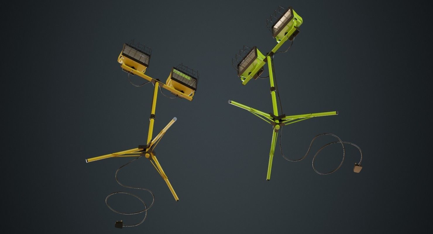 Halogen Work Light 3A Low-poly 3D model_2