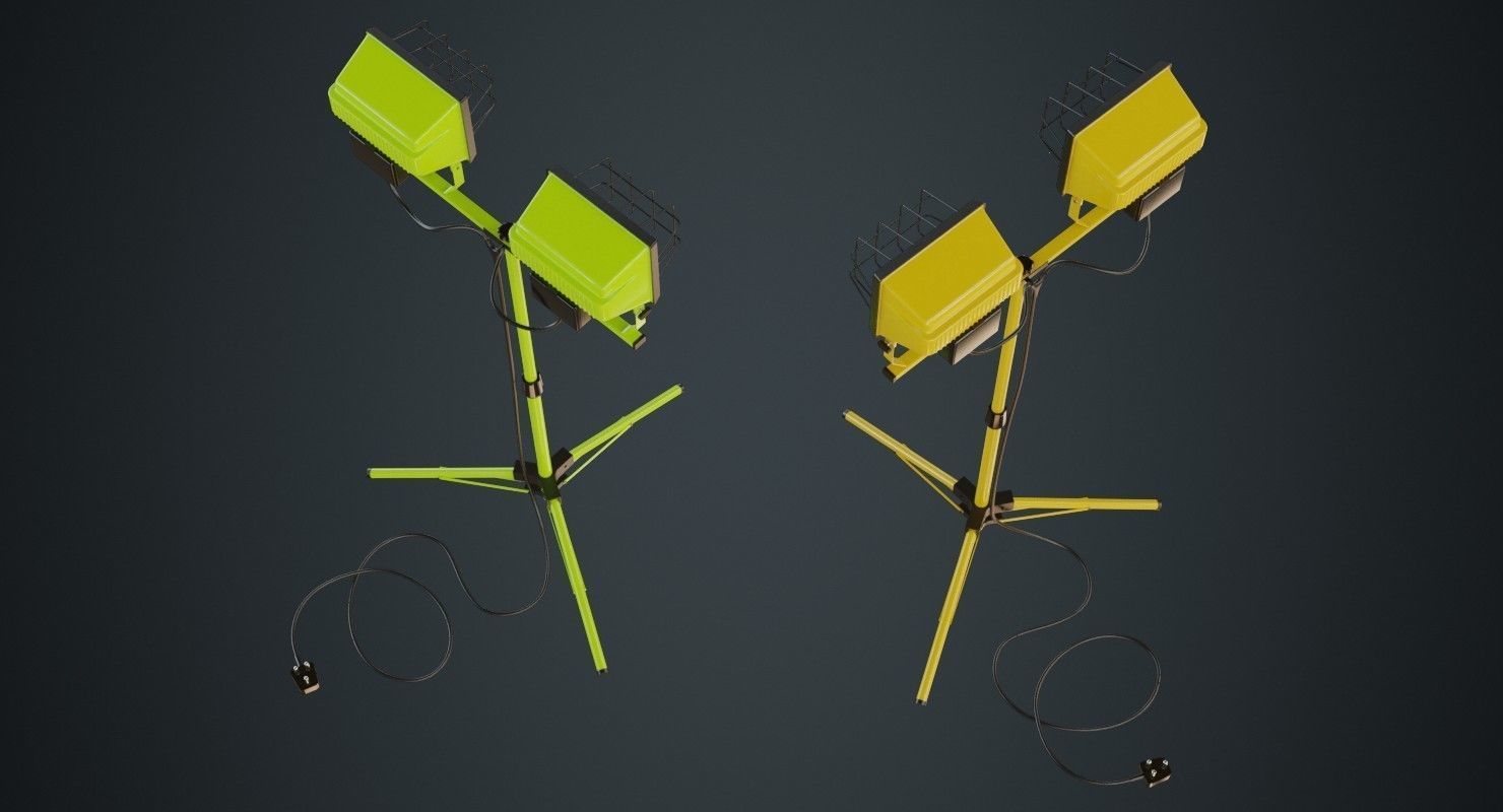 Halogen Work Light 3A Low-poly 3D model_1