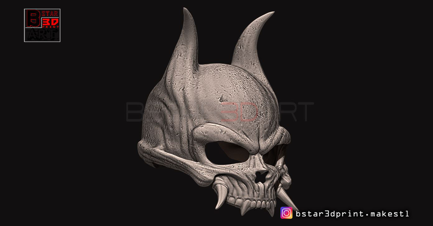 Oni Skull Mask - Hannya Mask-Devil Mask For cosplay 3D print model_16