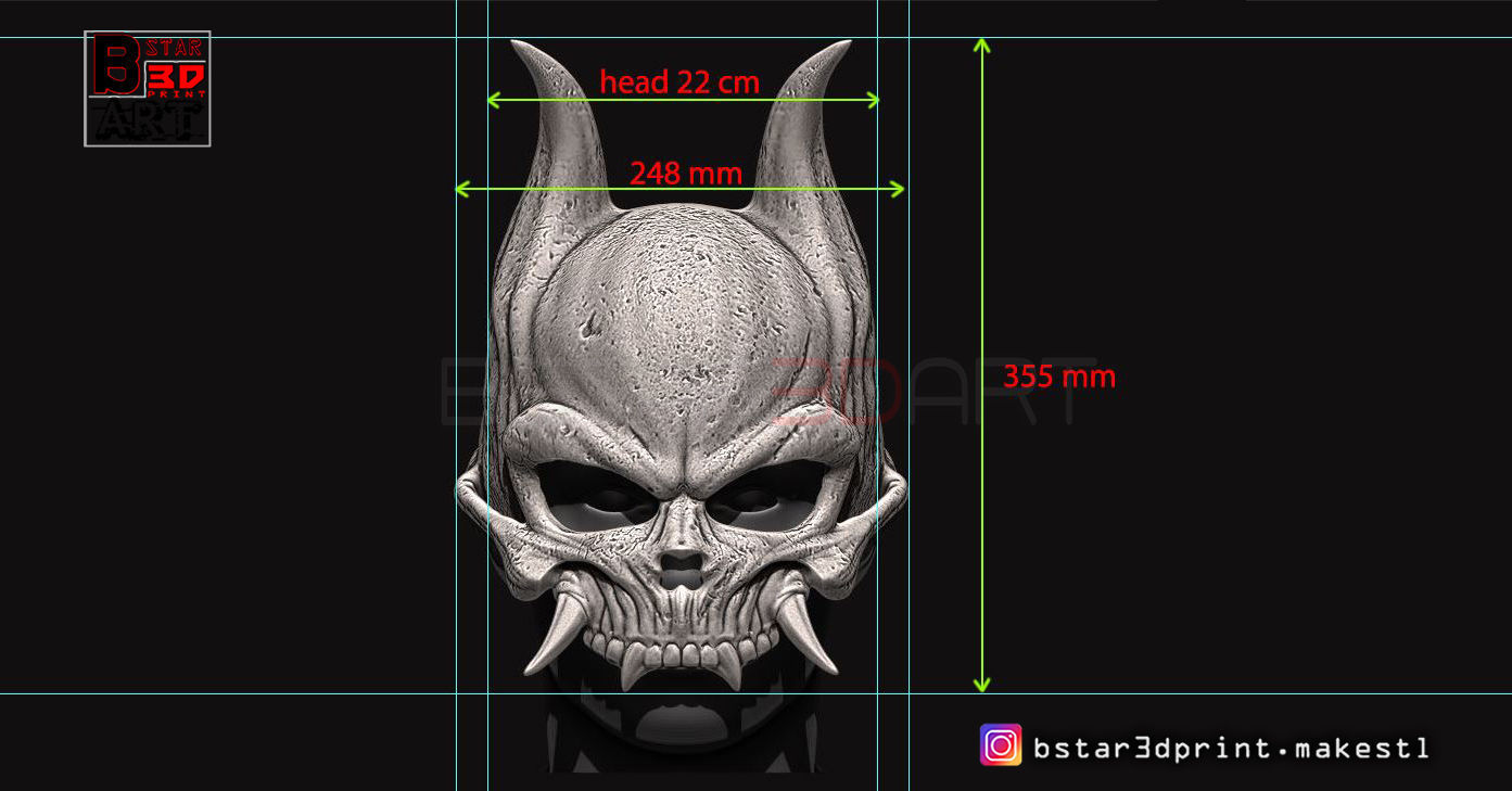 Oni Skull Mask - Hannya Mask-Devil Mask For cosplay 3D print model_23