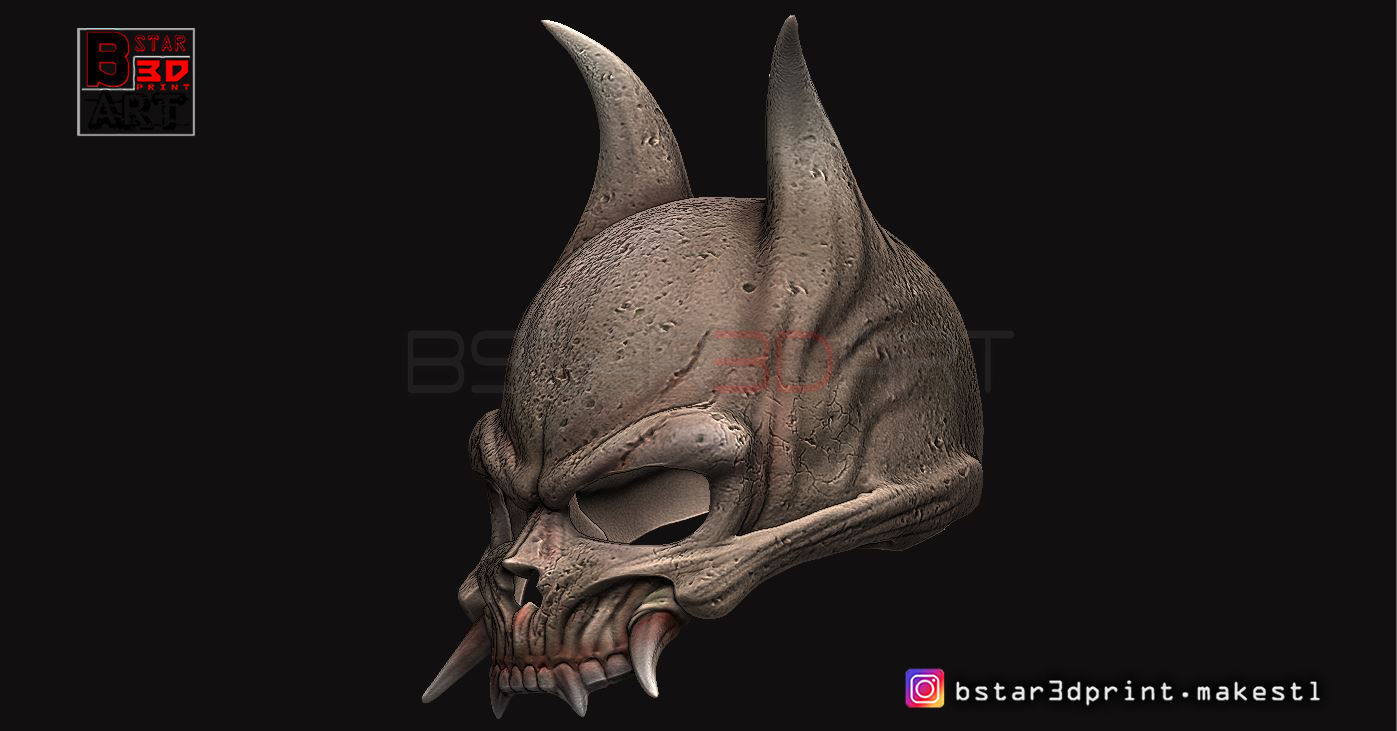 Oni Skull Mask - Hannya Mask-Devil Mask For cosplay 3D print model_5