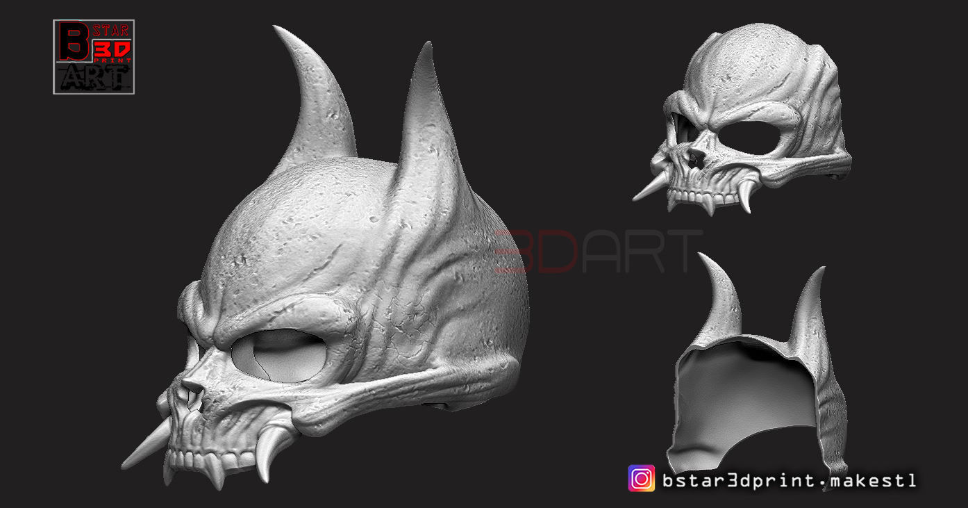 Oni Skull Mask - Hannya Mask-Devil Mask For cosplay 3D print model_1