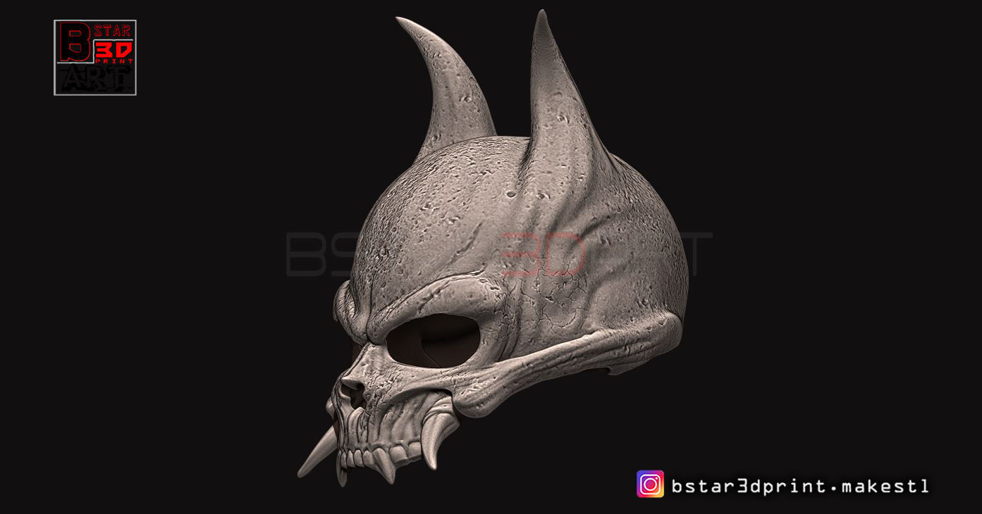 Oni Skull Mask - Hannya Mask-Devil Mask For cosplay 3D print model_12