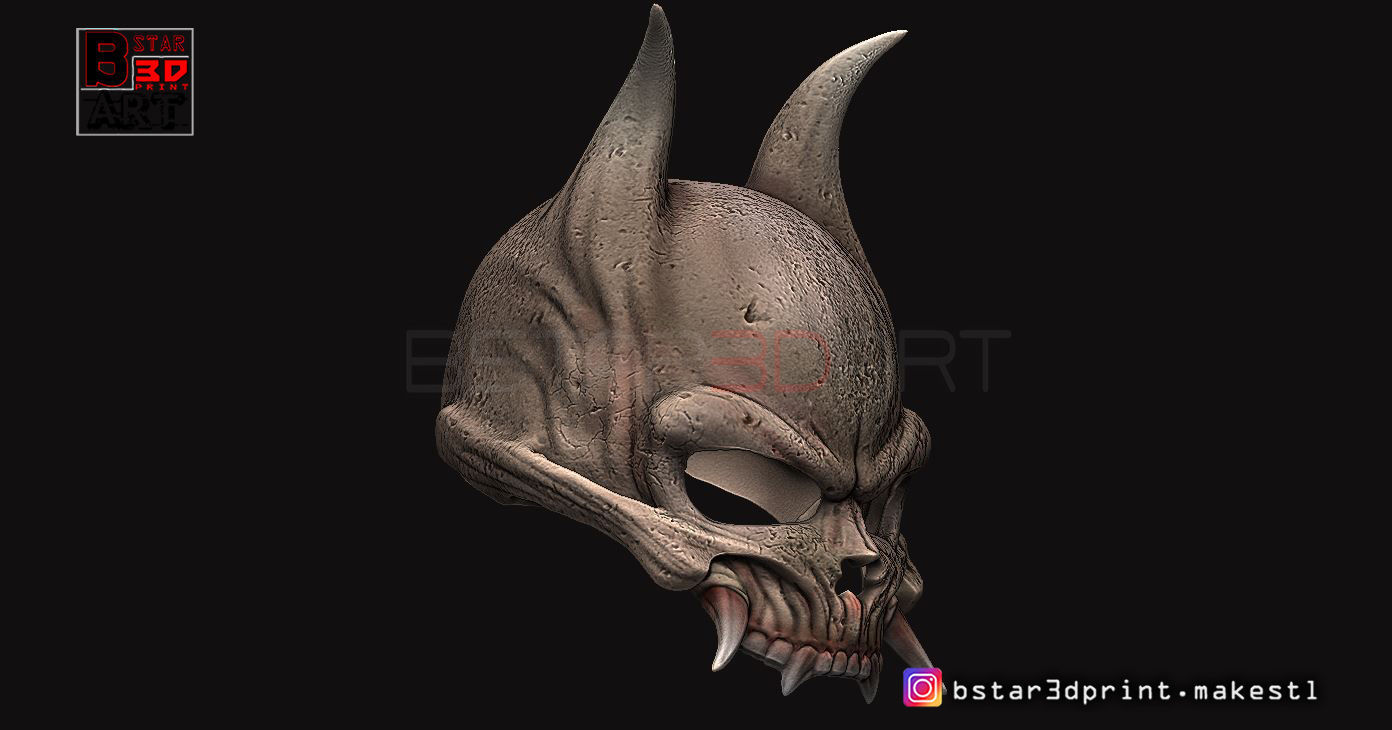 Oni Skull Mask - Hannya Mask-Devil Mask For cosplay 3D print model_10
