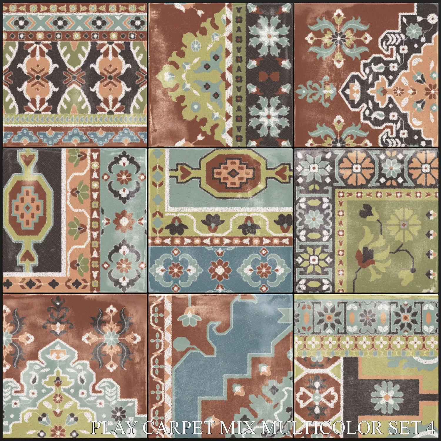 ABK Play Carpet Mix Multicolor Set 4 3D model_0