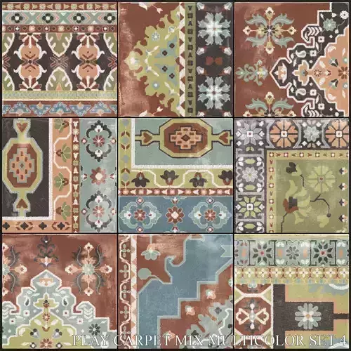ABK Play Carpet Mix Multicolor Set 4 3D model