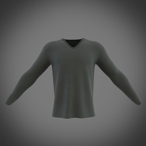 v-neck long sleeve t-shirt 3D model