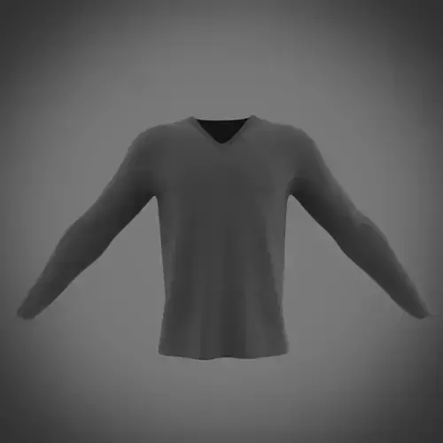 v-neck long sleeve t-shirt 3D model