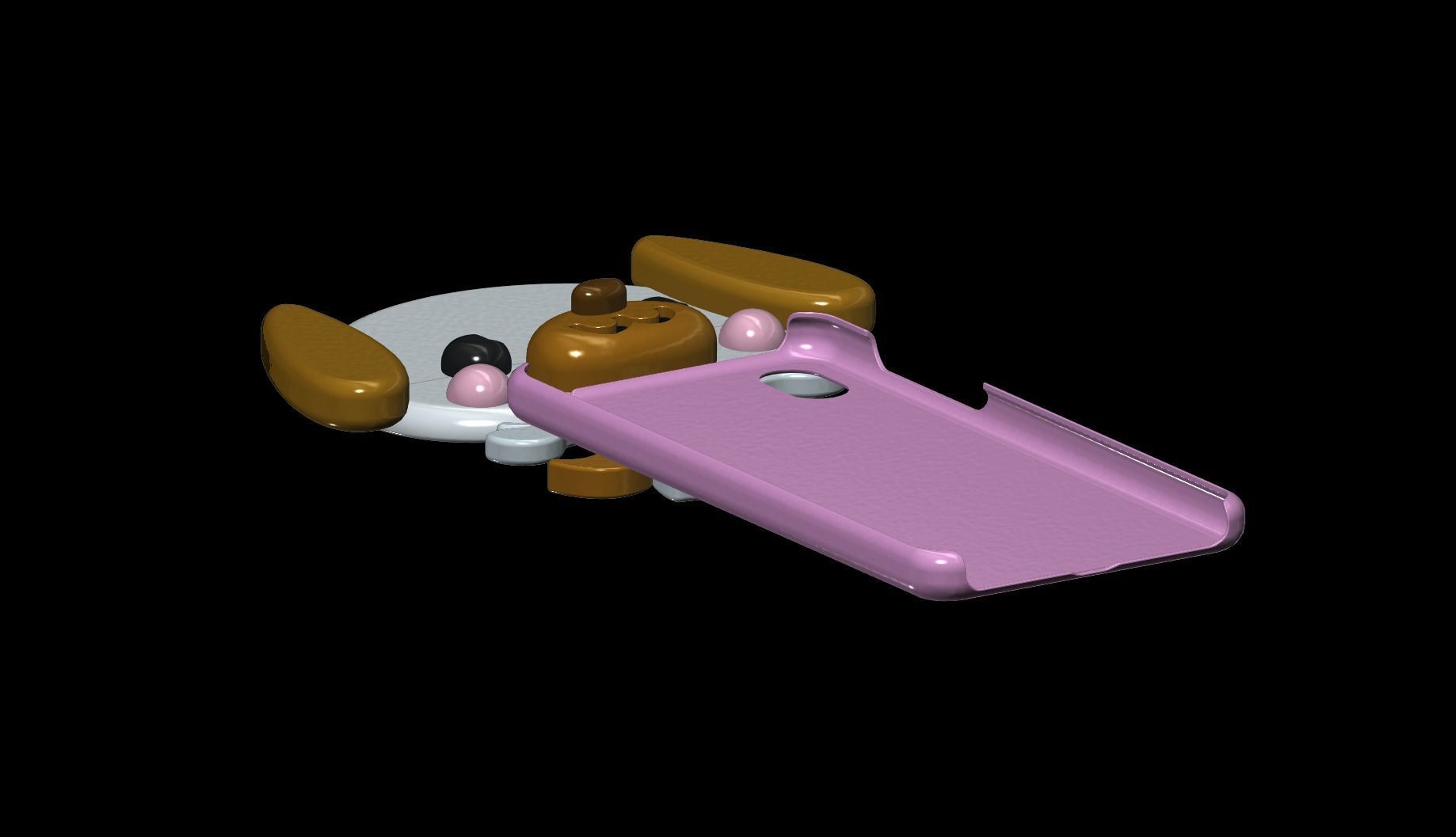 bow-wow Smartphone case 3D print model_3