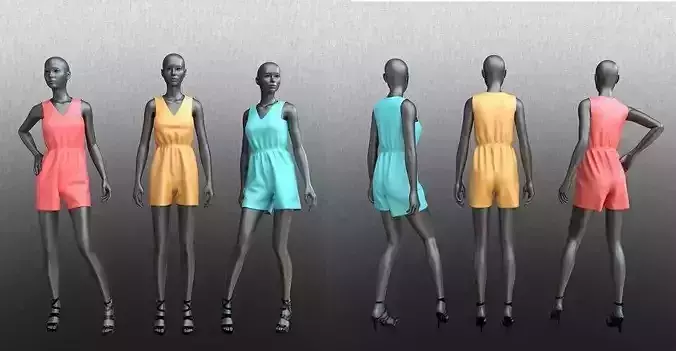posed mannequins wearing jumpsuit collection 