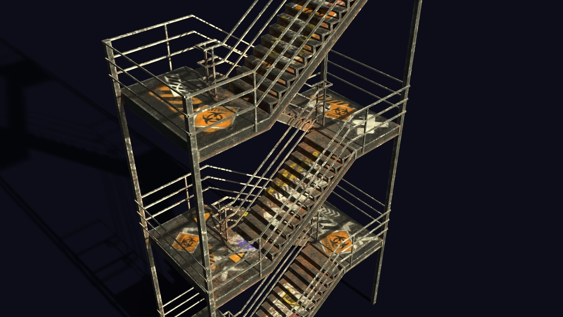 Emergency Exit Stairs Low-poly 3D model_2