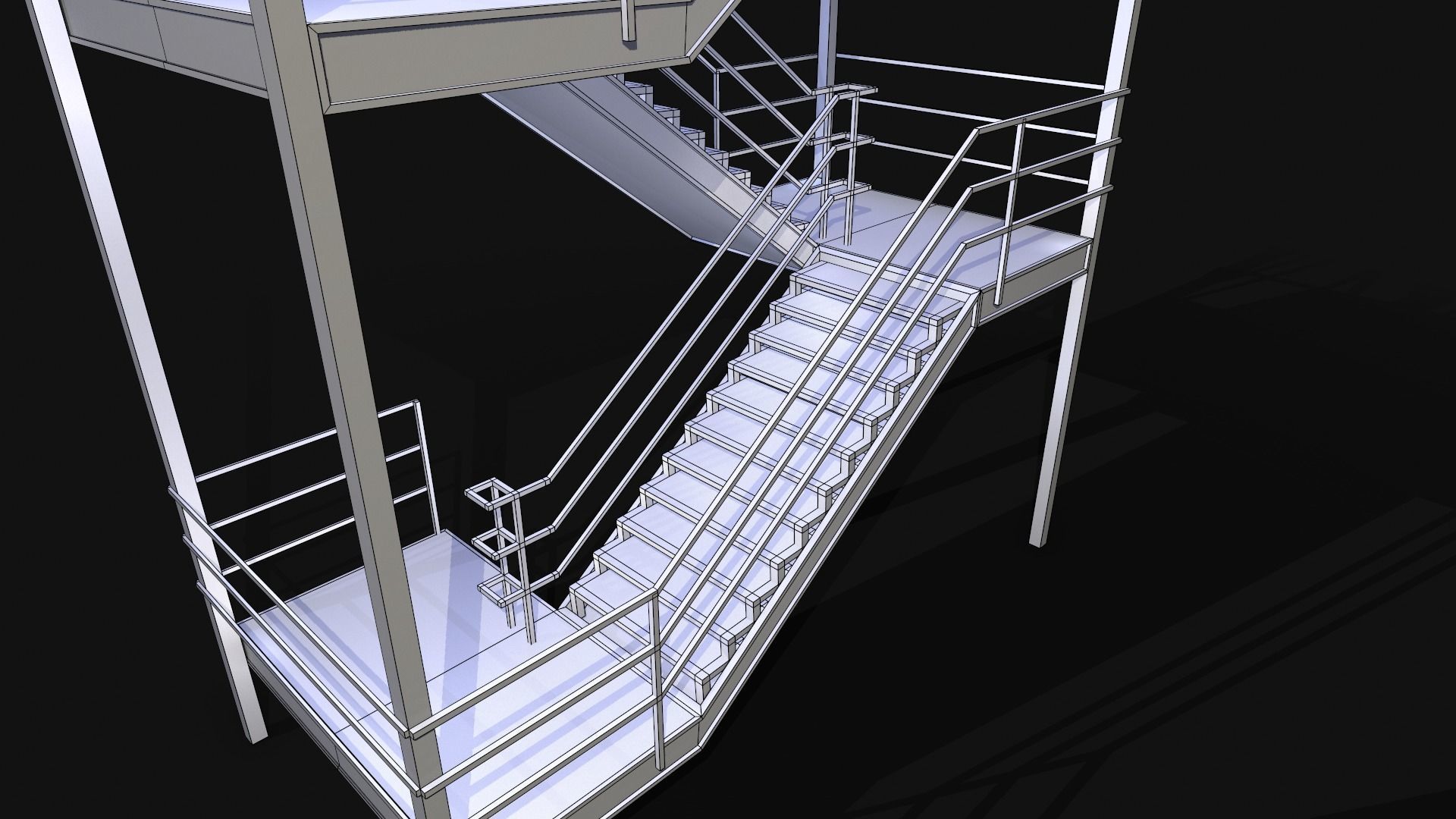 Emergency Exit Stairs Low-poly 3D model_6