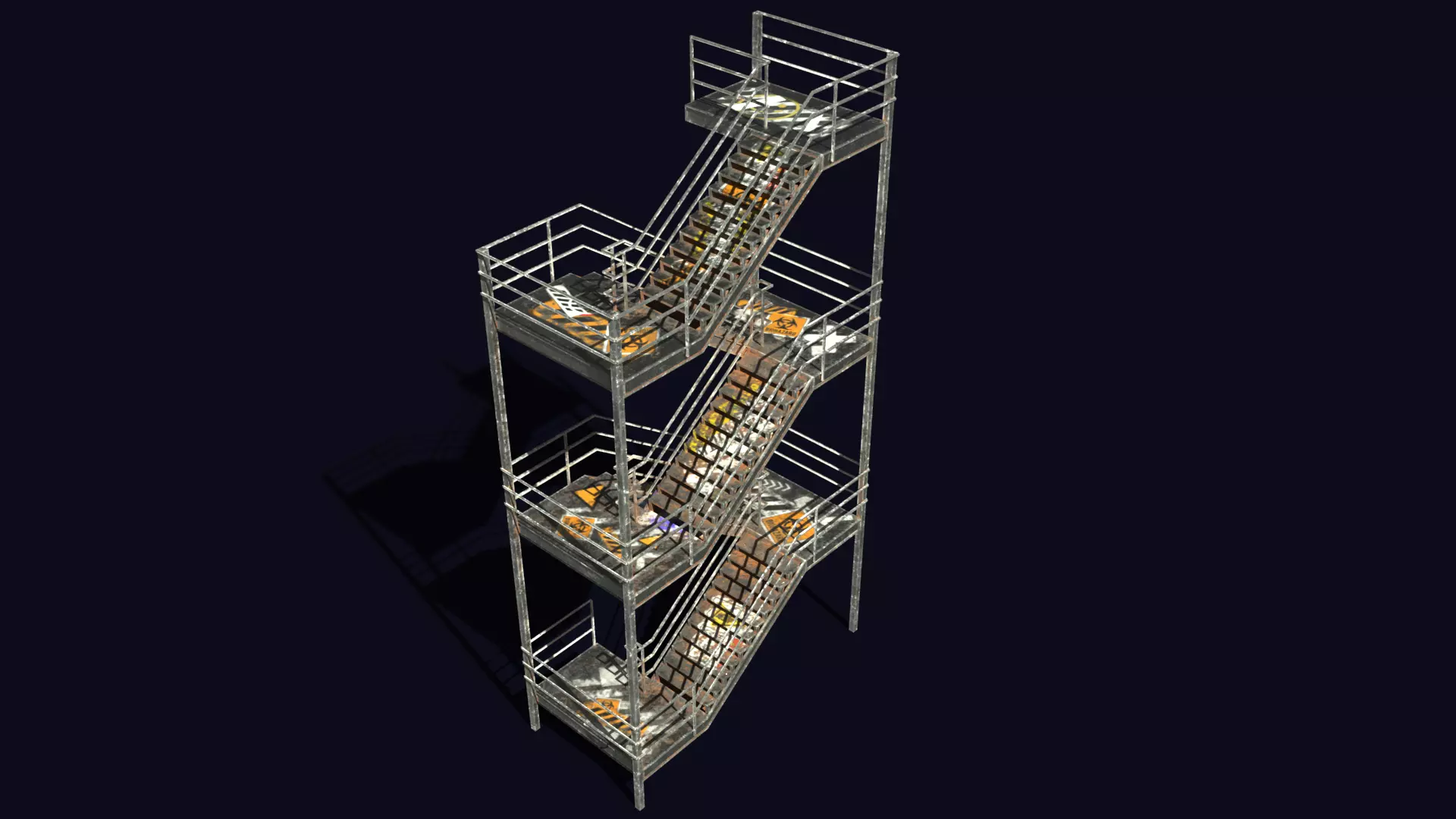 Emergency Exit Stairs Low-poly 3D model_0