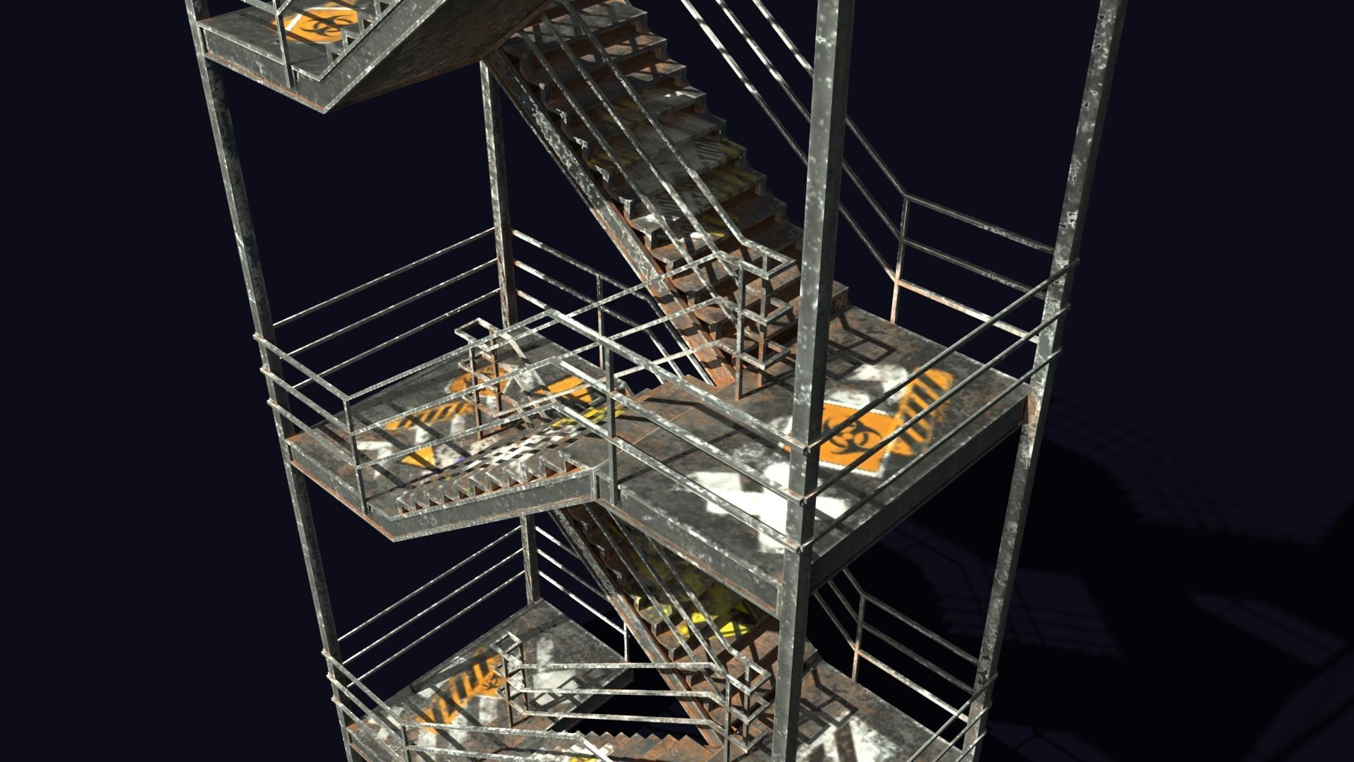 Emergency Exit Stairs Low-poly 3D model_1