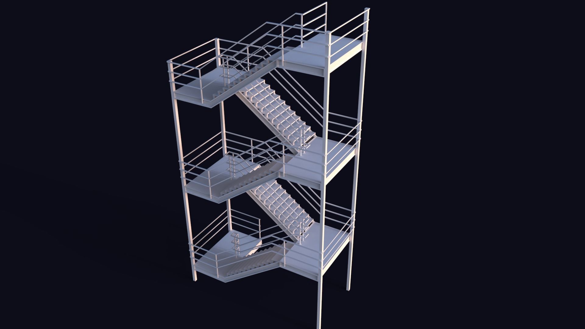Emergency Exit Stairs Low-poly 3D model_4