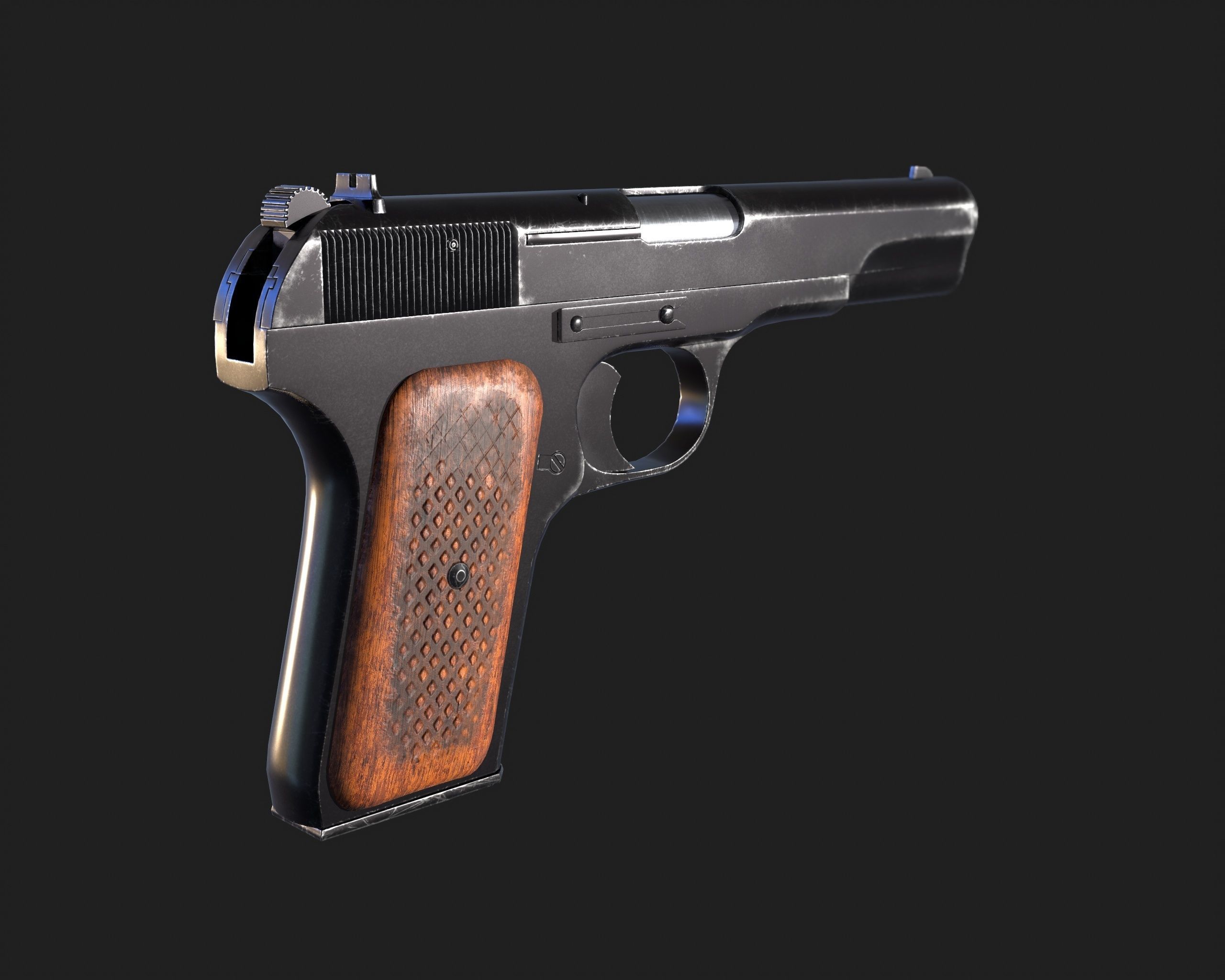TT Pistol  Low-poly 3D model_4