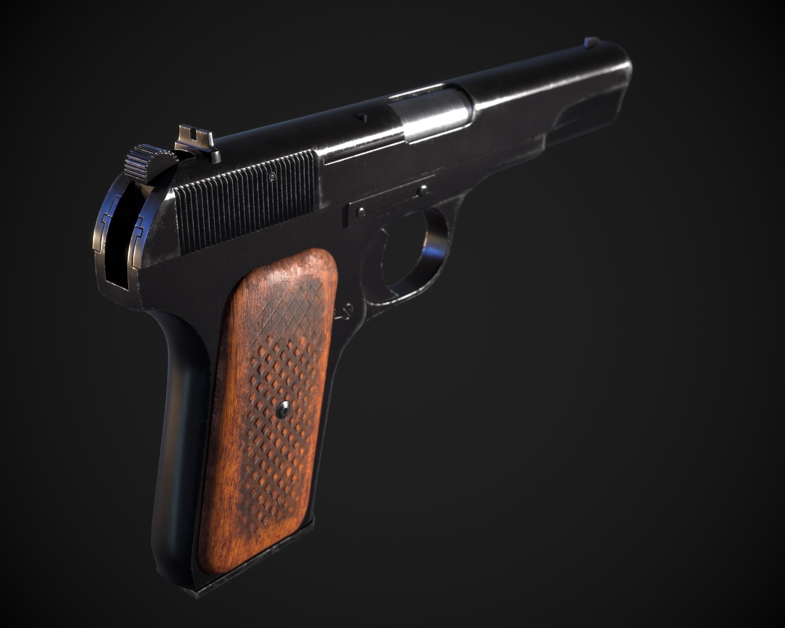 TT Pistol  Low-poly 3D model_2