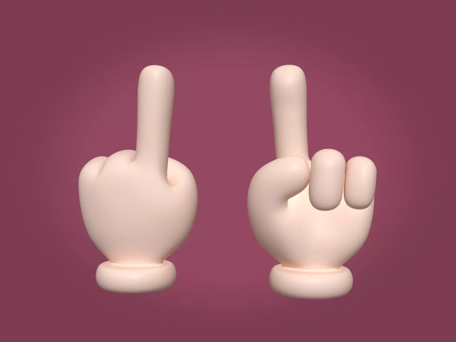 Cartoon Hand - Cursor - Direction Sign Icon Low-poly 3D model_0