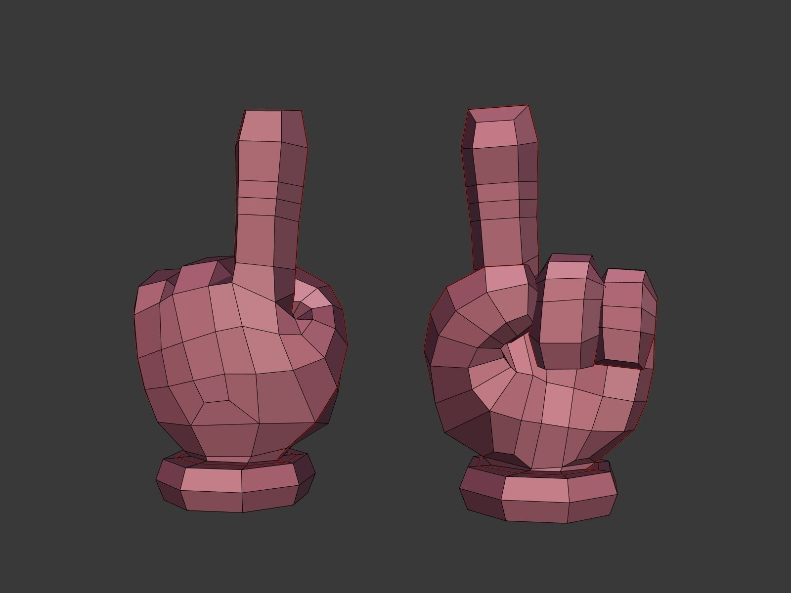 Cartoon Hand - Cursor - Direction Sign Icon Low-poly 3D model_3