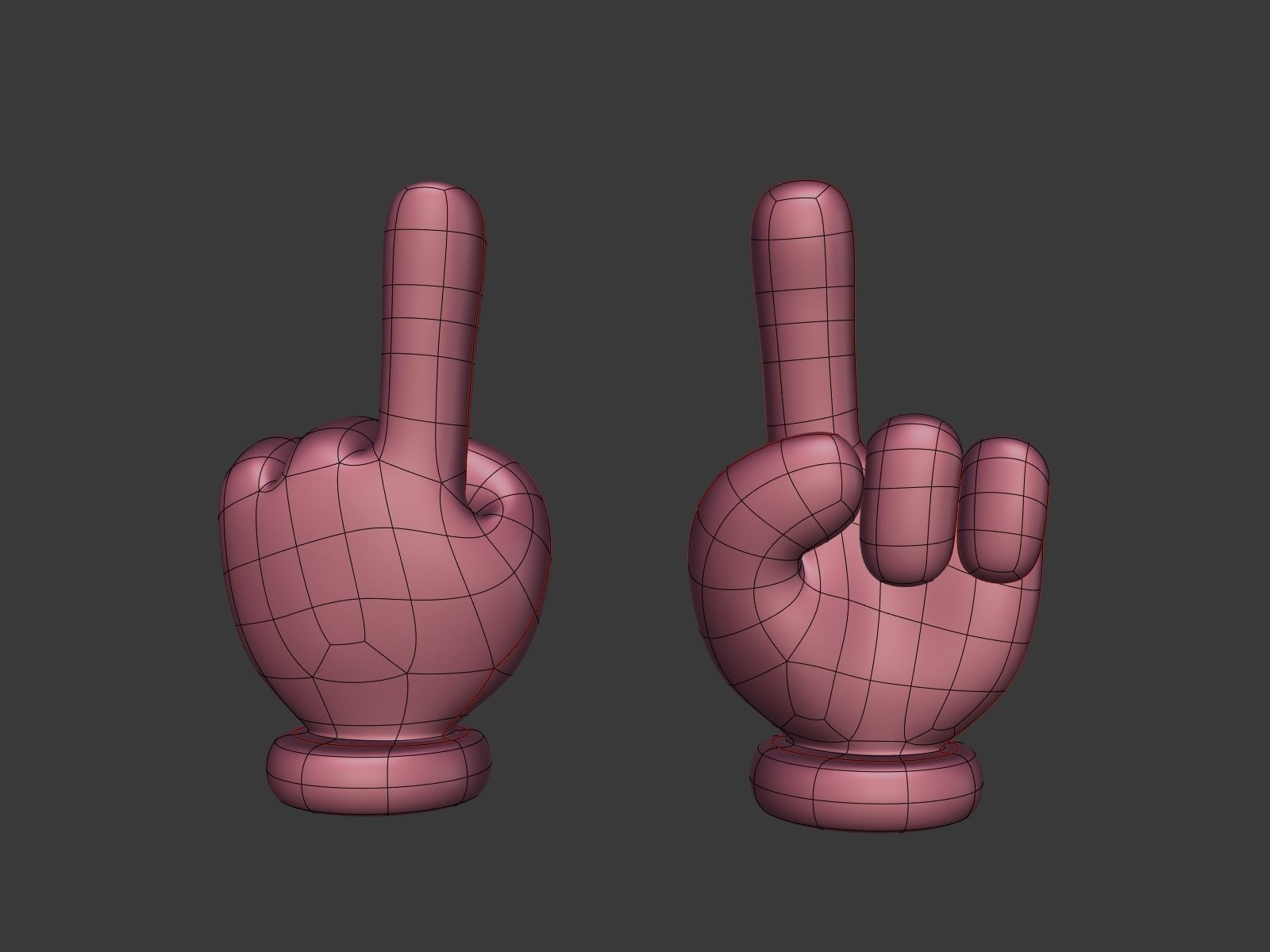 Cartoon Hand - Cursor - Direction Sign Icon Low-poly 3D model_2