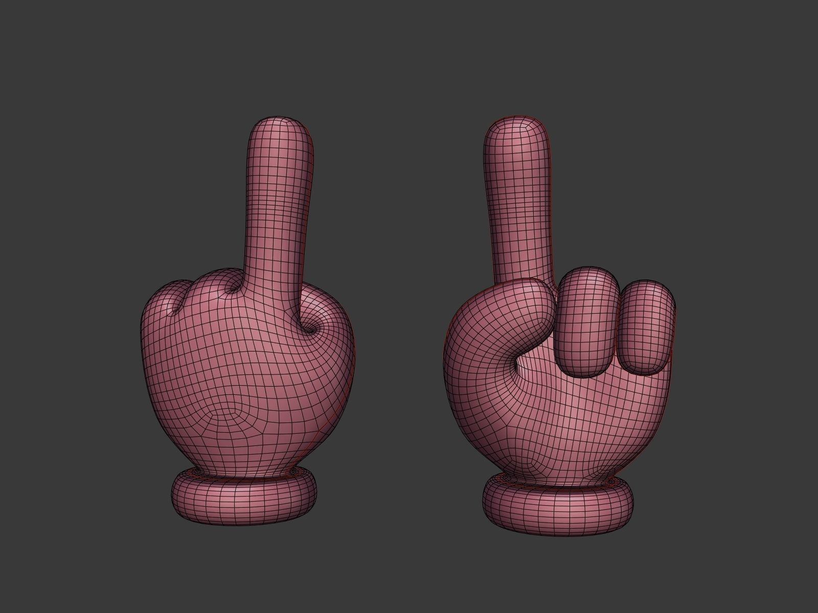 Cartoon Hand - Cursor - Direction Sign Icon Low-poly 3D model_5