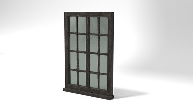 Medieval Window Glass and Wood Two 3D Model Tudor Low-poly 3D model