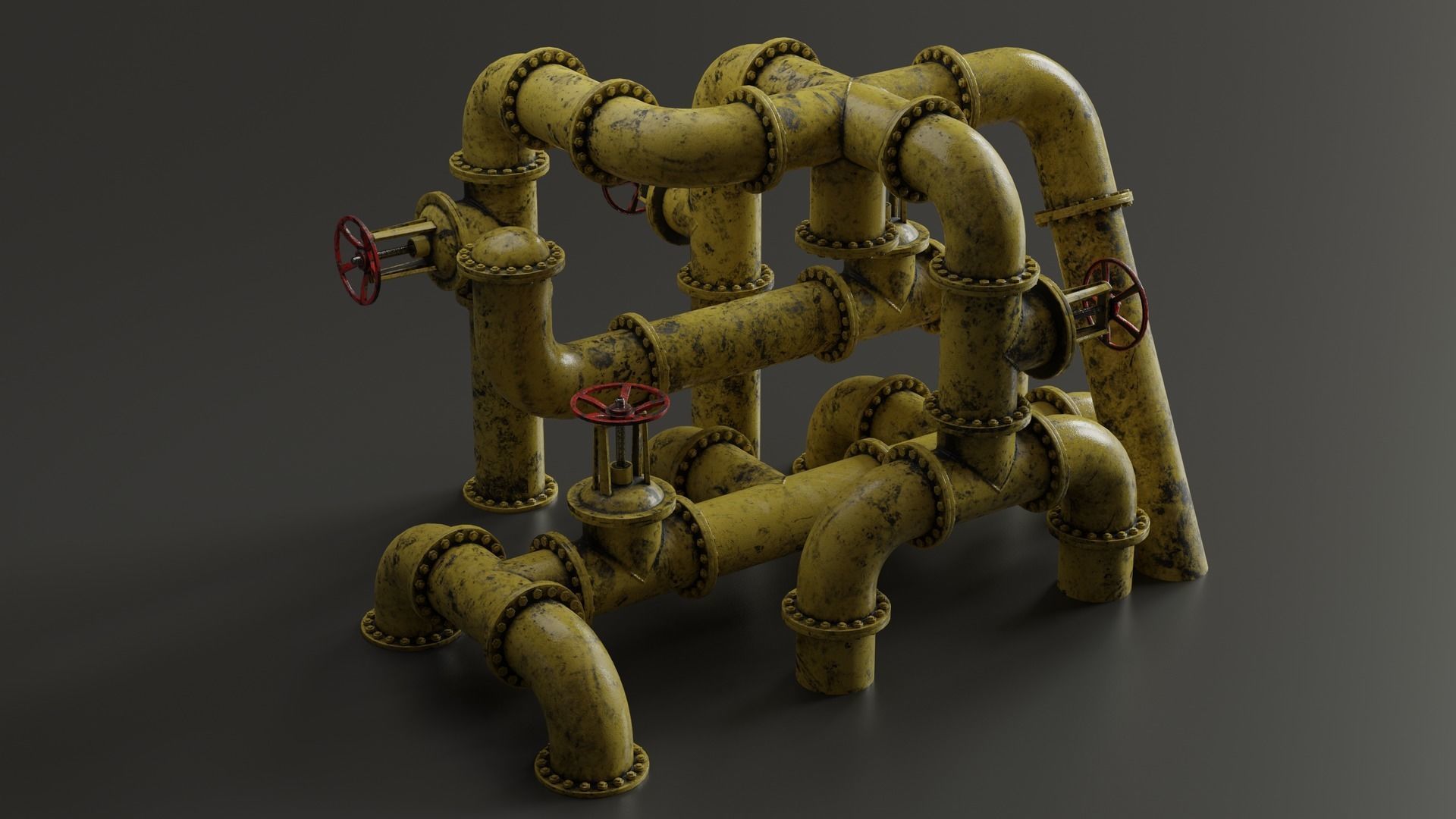 Set of pipes Low-poly 3D model_10