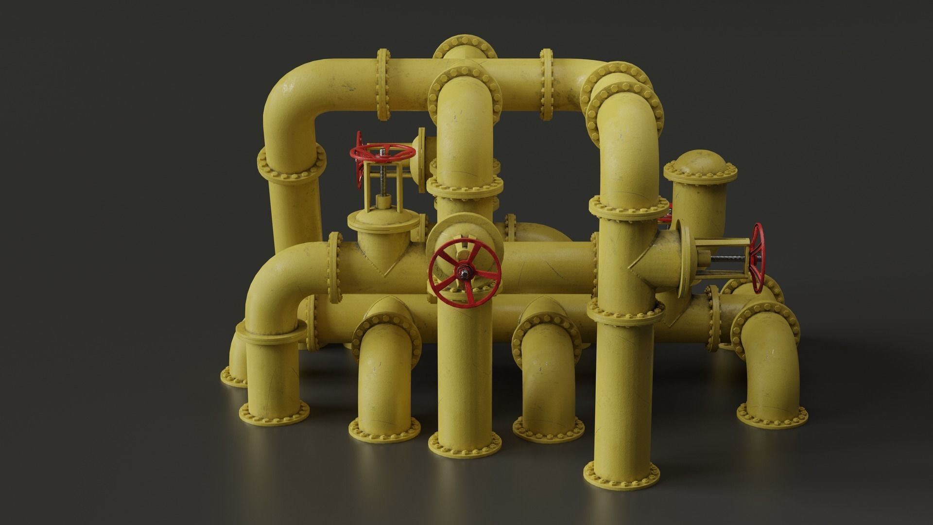 Set of pipes Low-poly 3D model_0