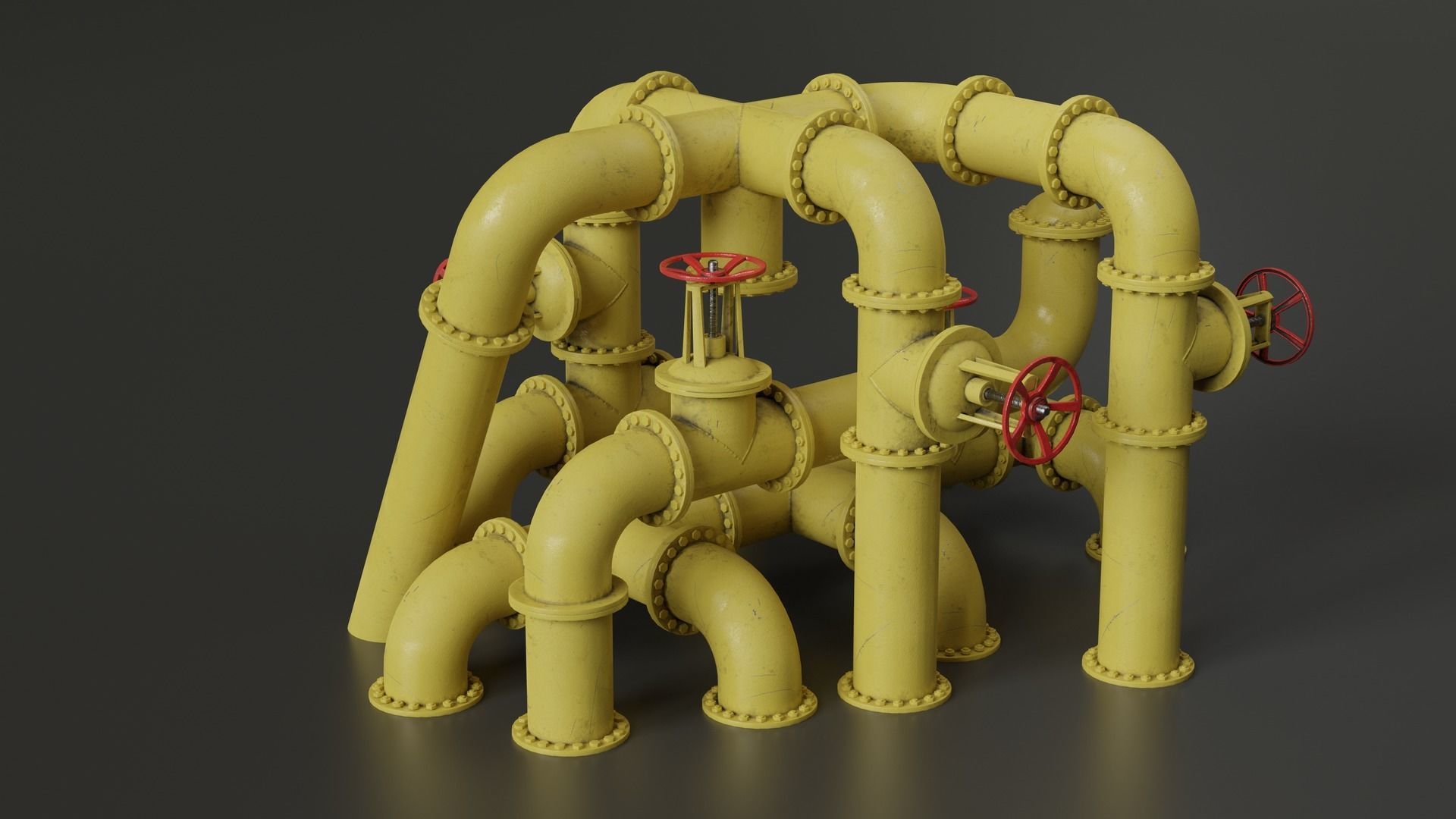 Set of pipes Low-poly 3D model_7
