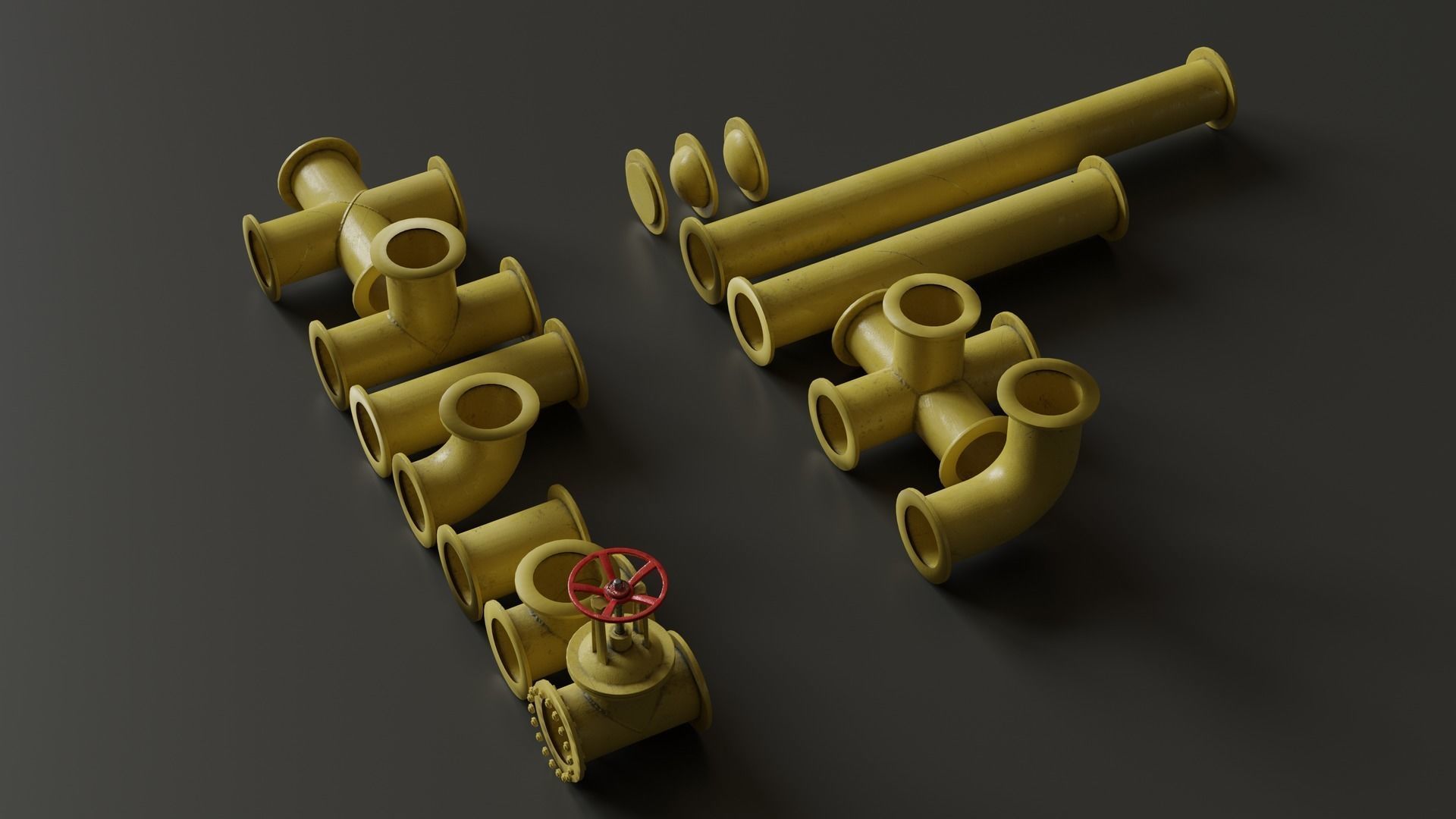 Set of pipes Low-poly 3D model_14