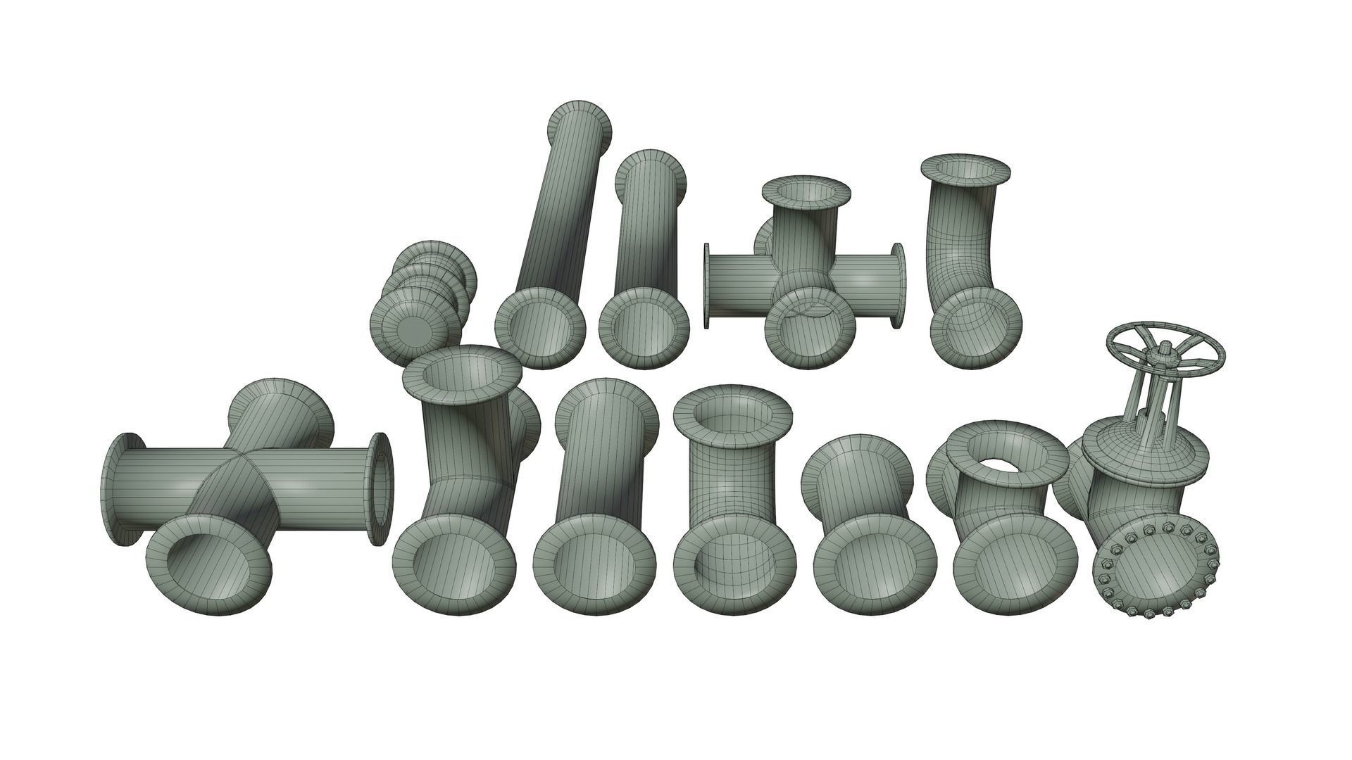 Set of pipes Low-poly 3D model_18