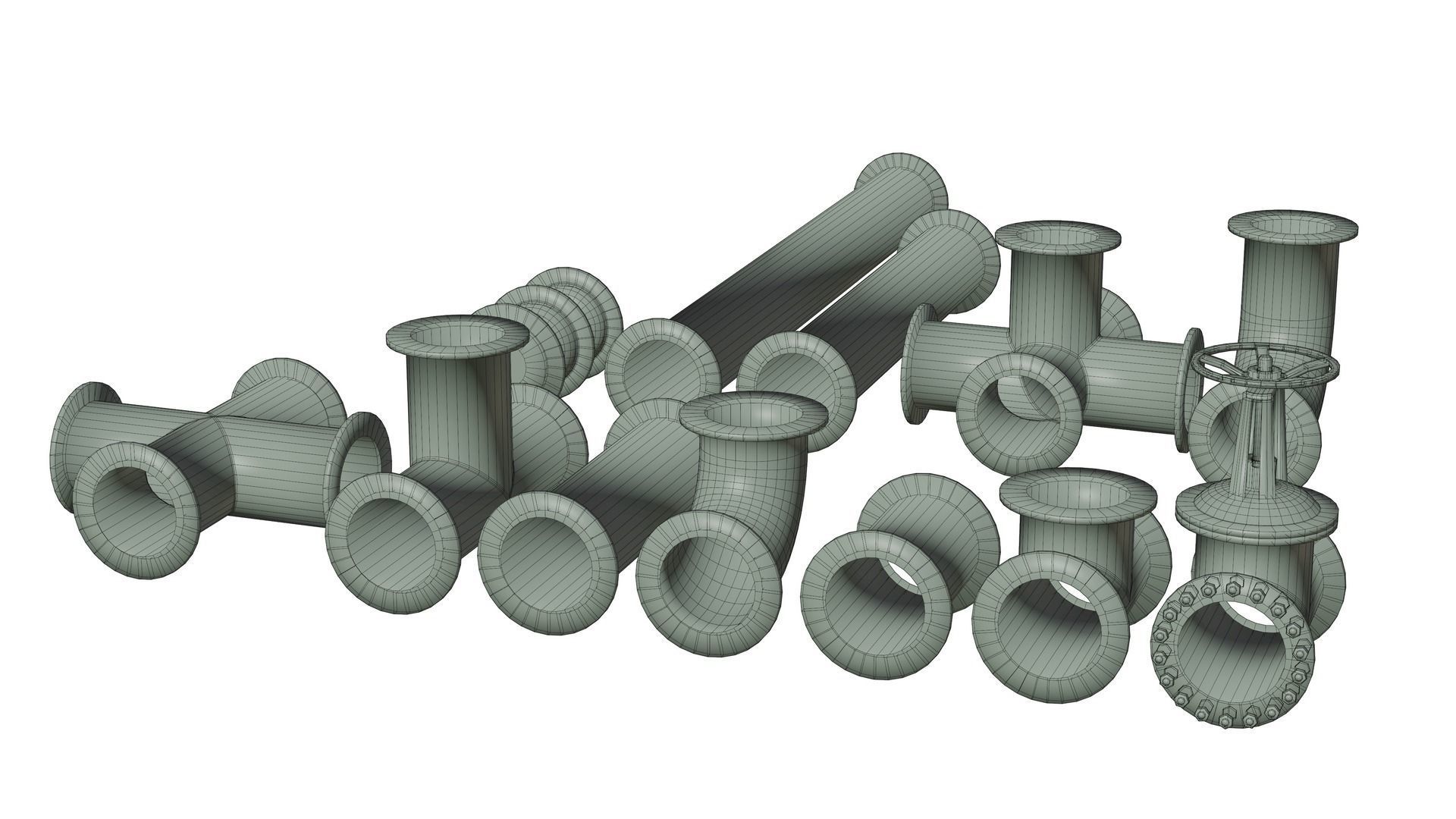 Set of pipes Low-poly 3D model_17