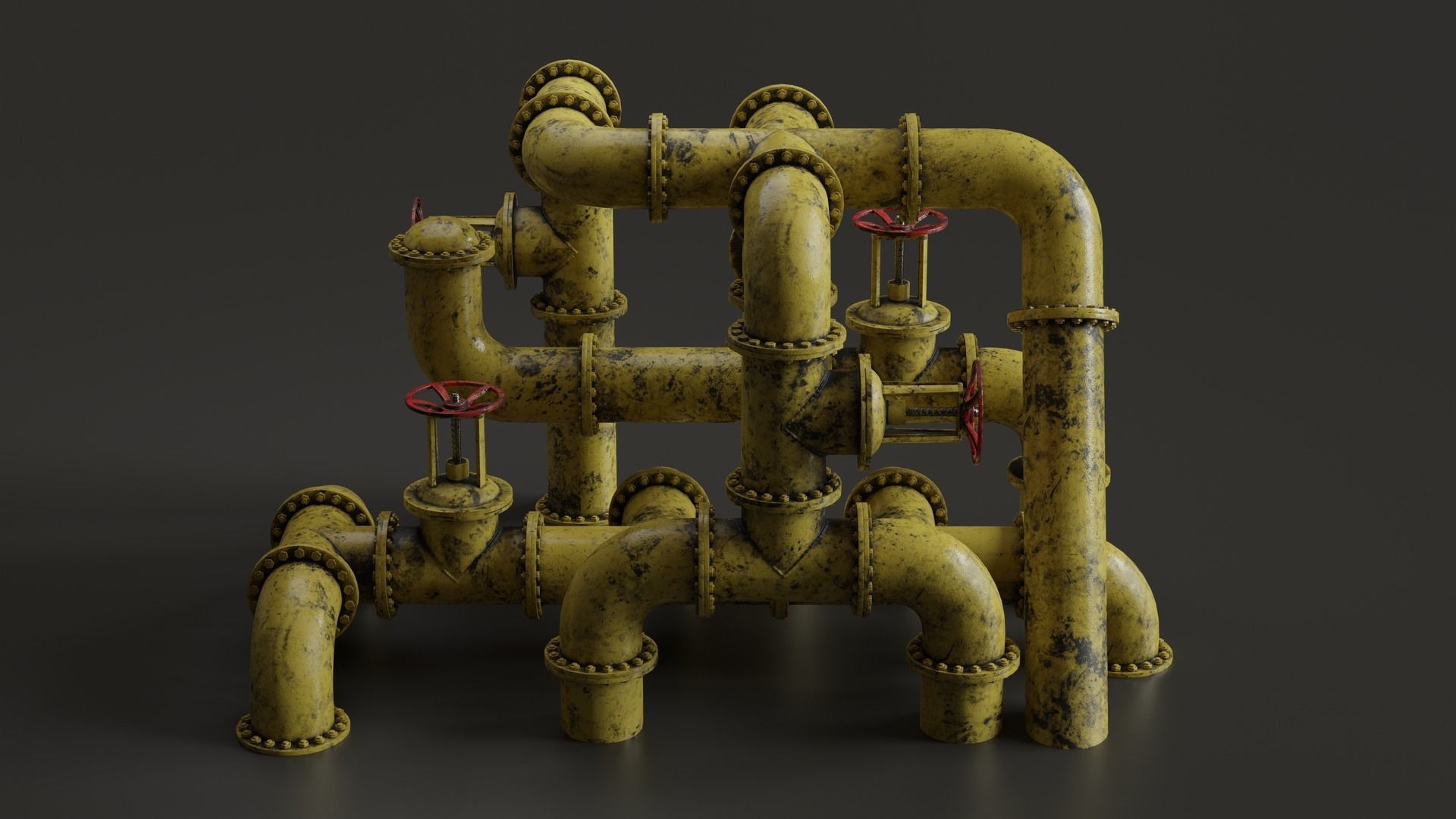 Set of pipes Low-poly 3D model_11