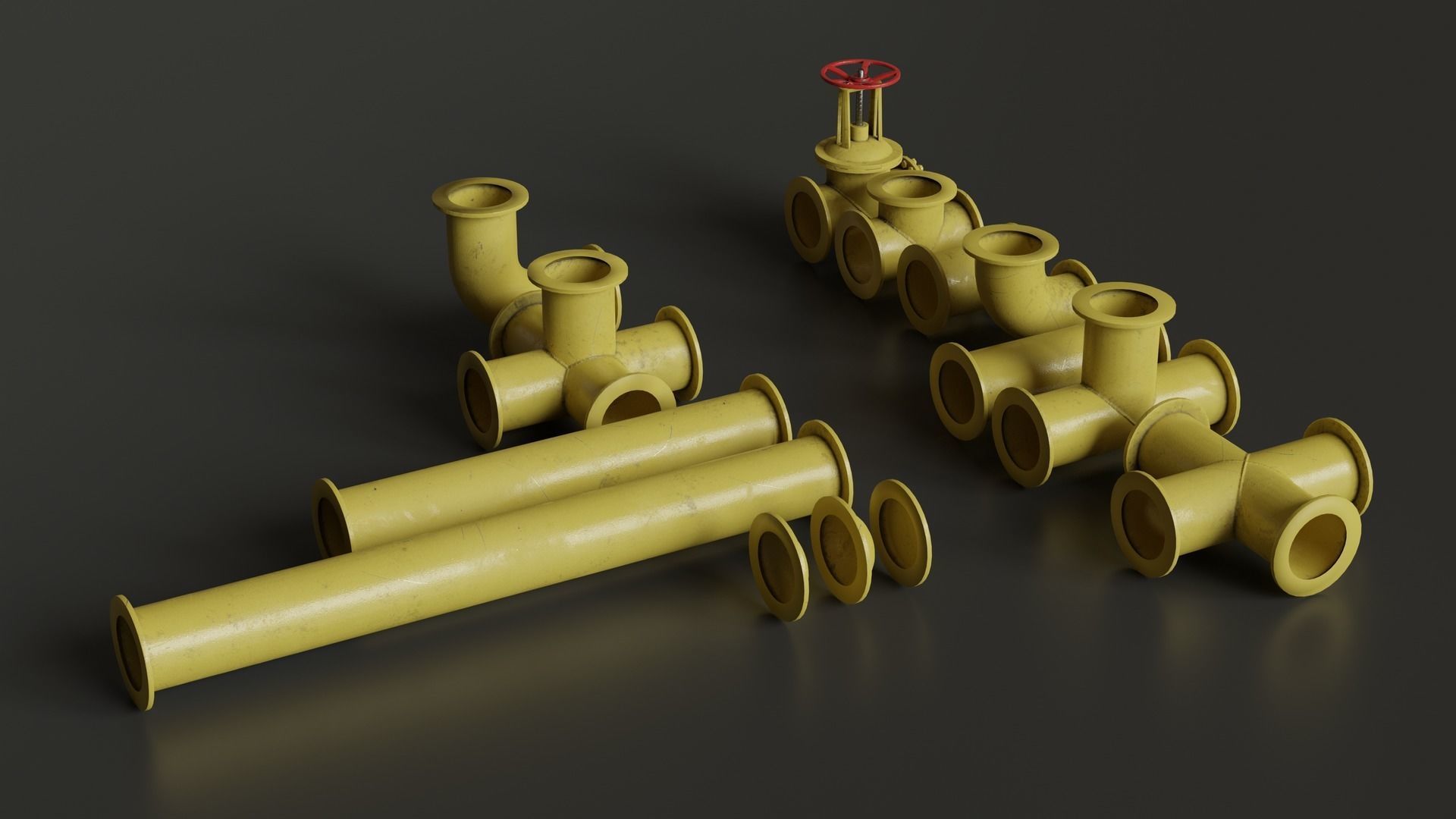 Set of pipes Low-poly 3D model_15