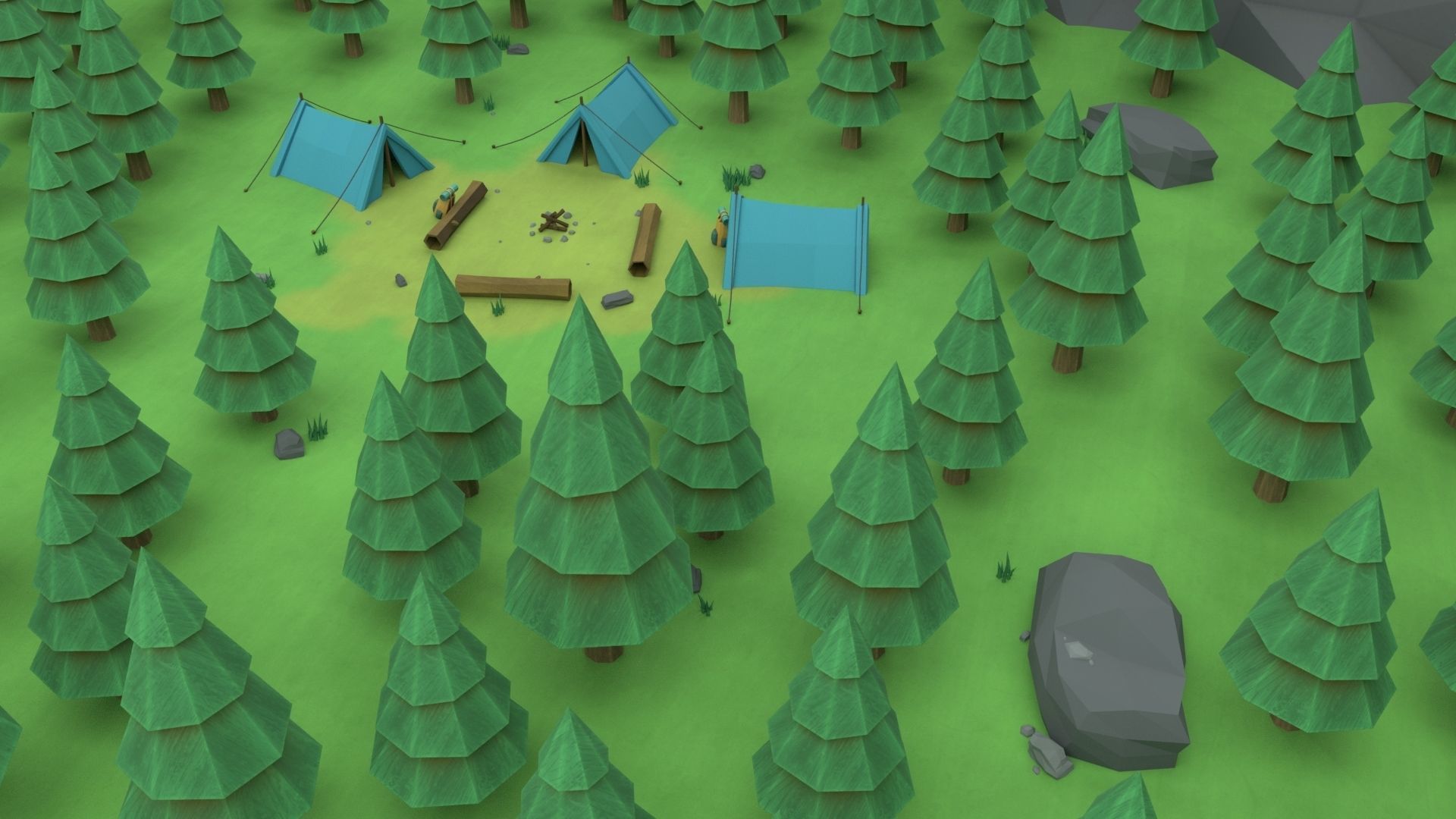 Cartoon Camp Low-poly 3D model_28