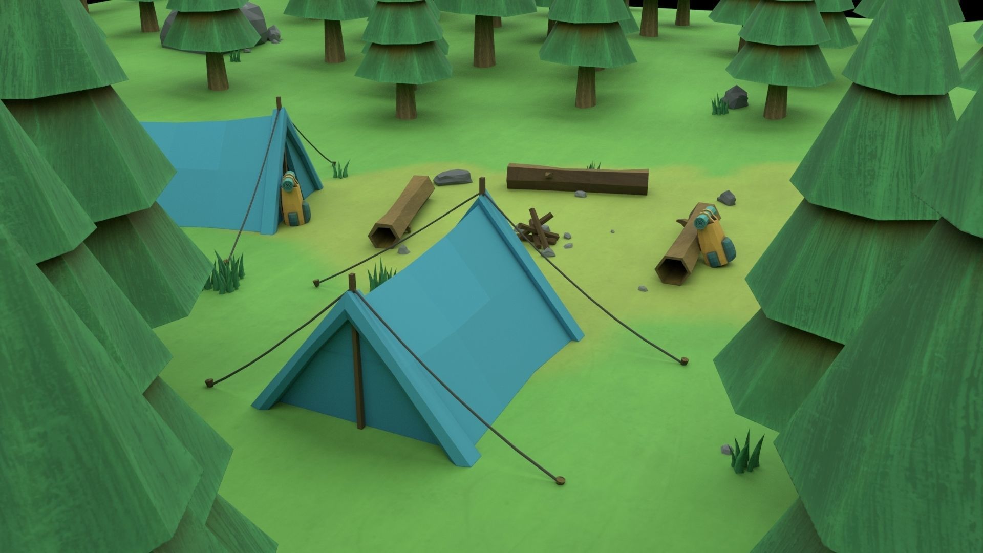 Cartoon Camp Low-poly 3D model_43