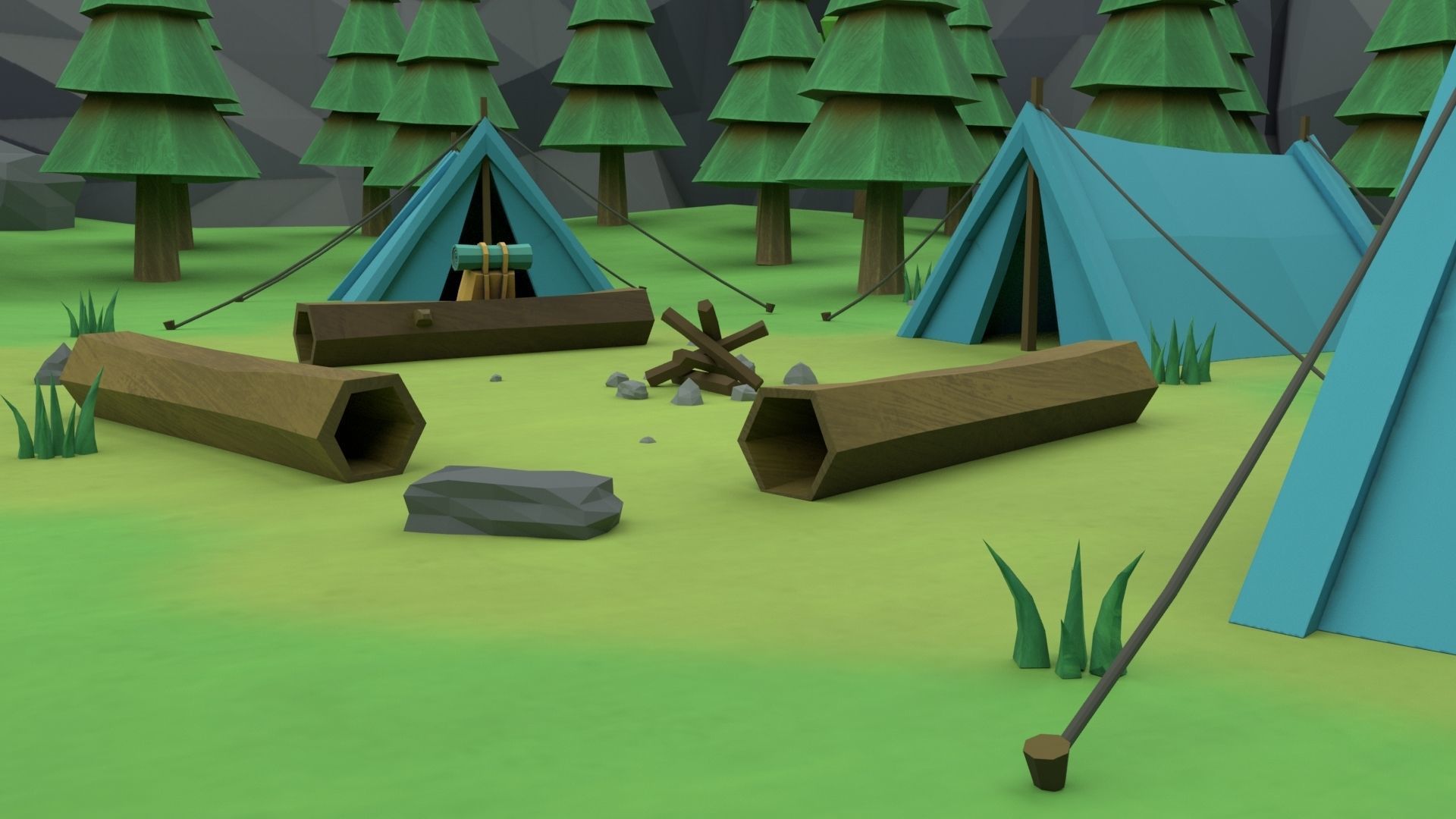 Cartoon Camp Low-poly 3D model_51