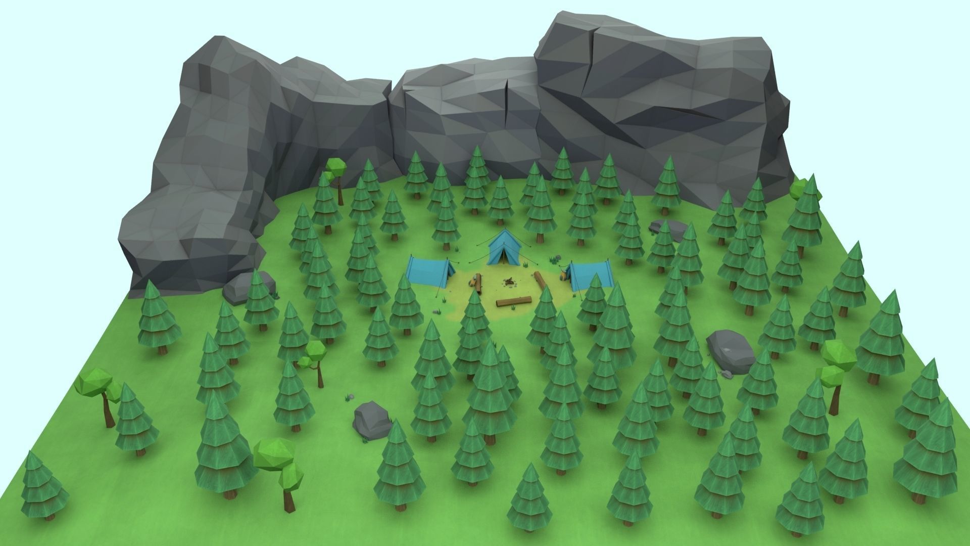 Cartoon Camp Low-poly 3D model_12