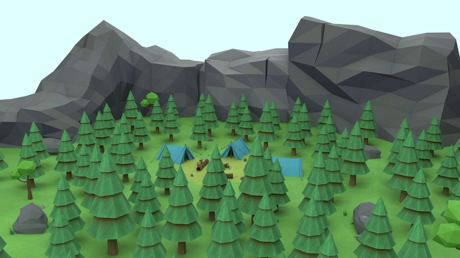 Cartoon Camp Low-poly 3D model_6