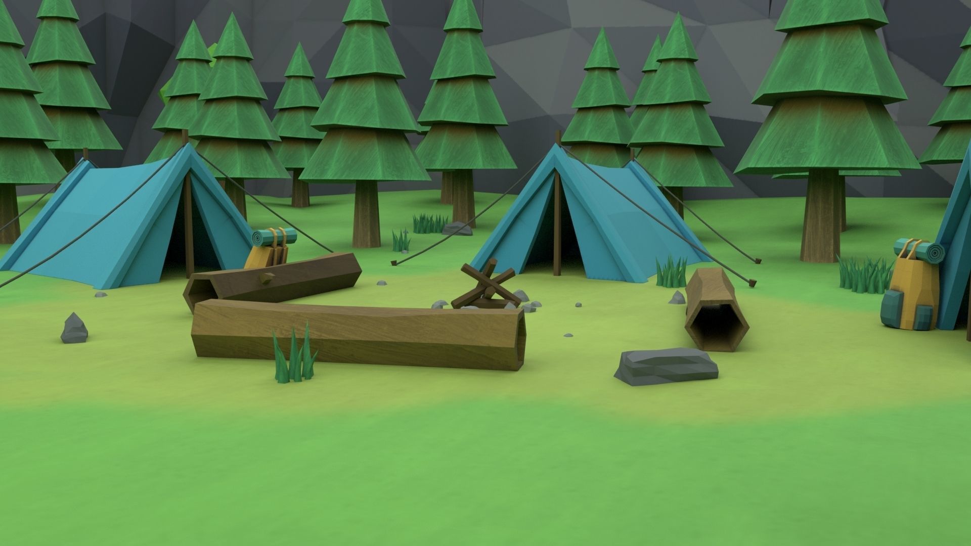 Cartoon Camp Low-poly 3D model_49