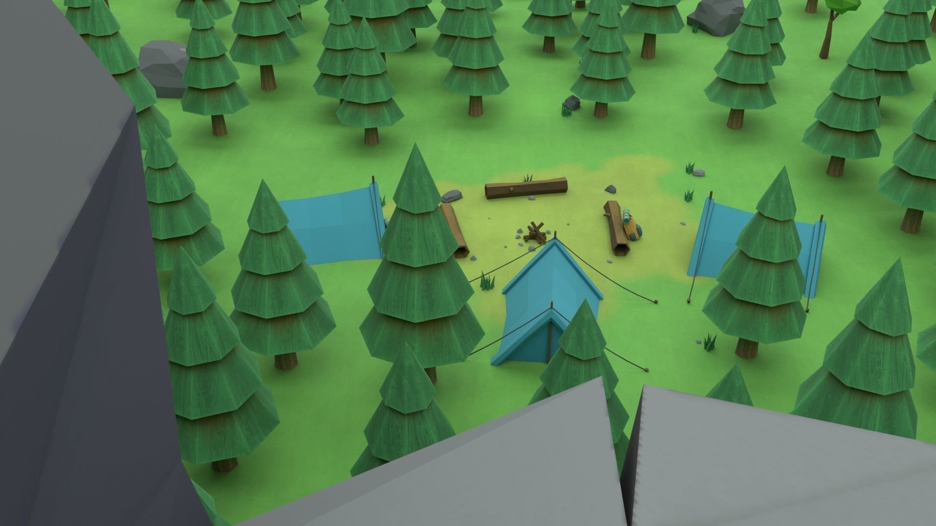 Cartoon Camp Low-poly 3D model_40