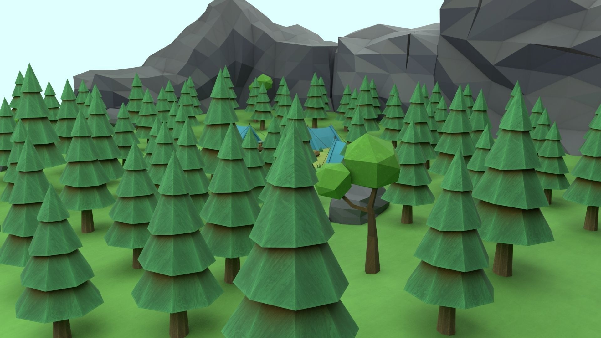Cartoon Camp Low-poly 3D model_31