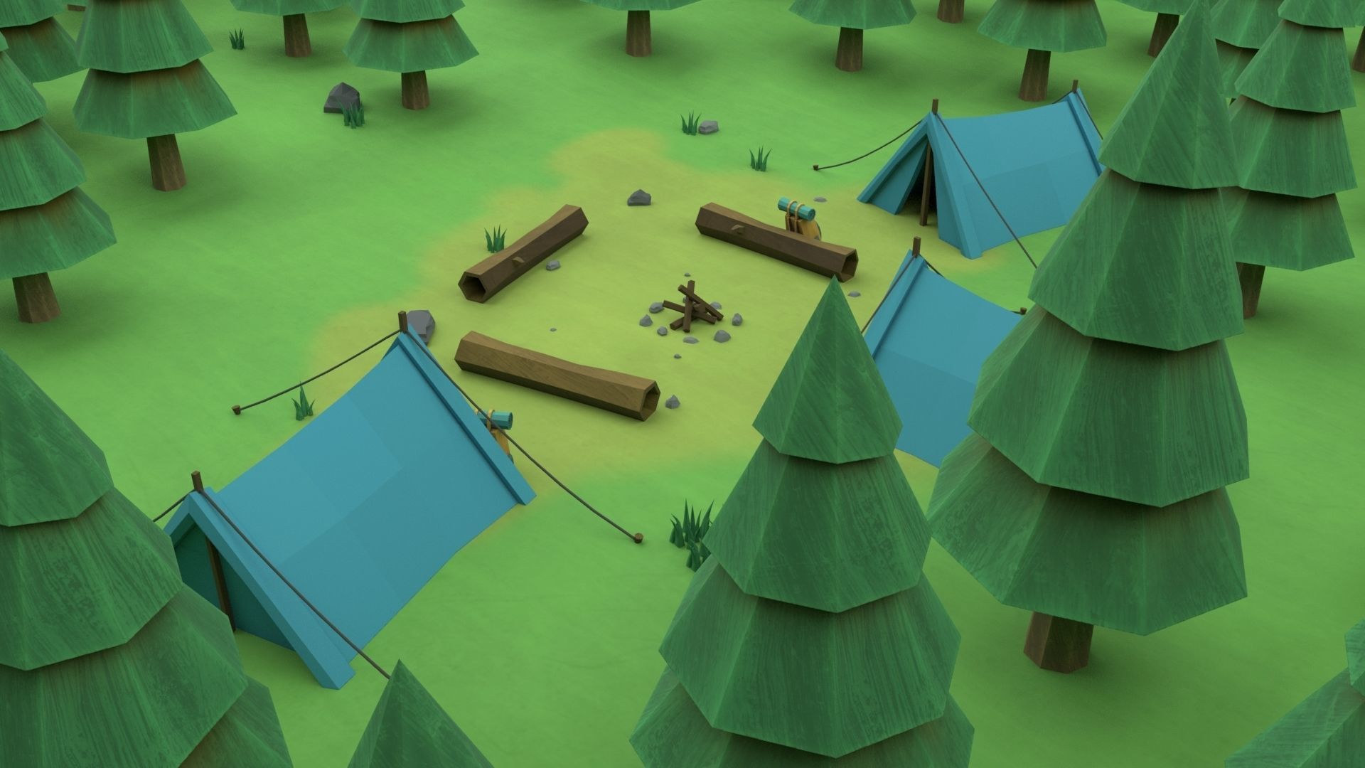 Cartoon Camp Low-poly 3D model_41