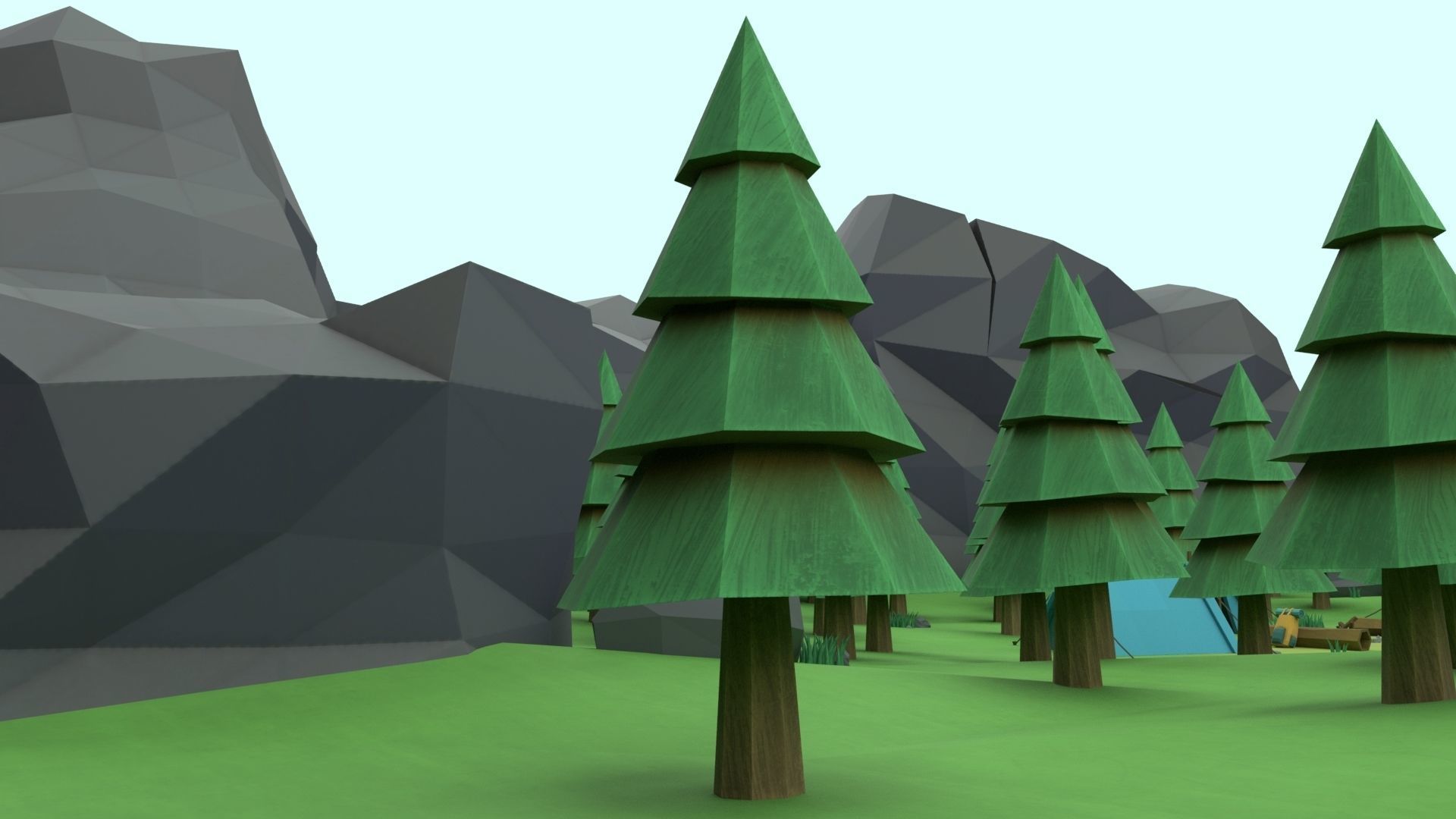 Cartoon Camp Low-poly 3D model_38
