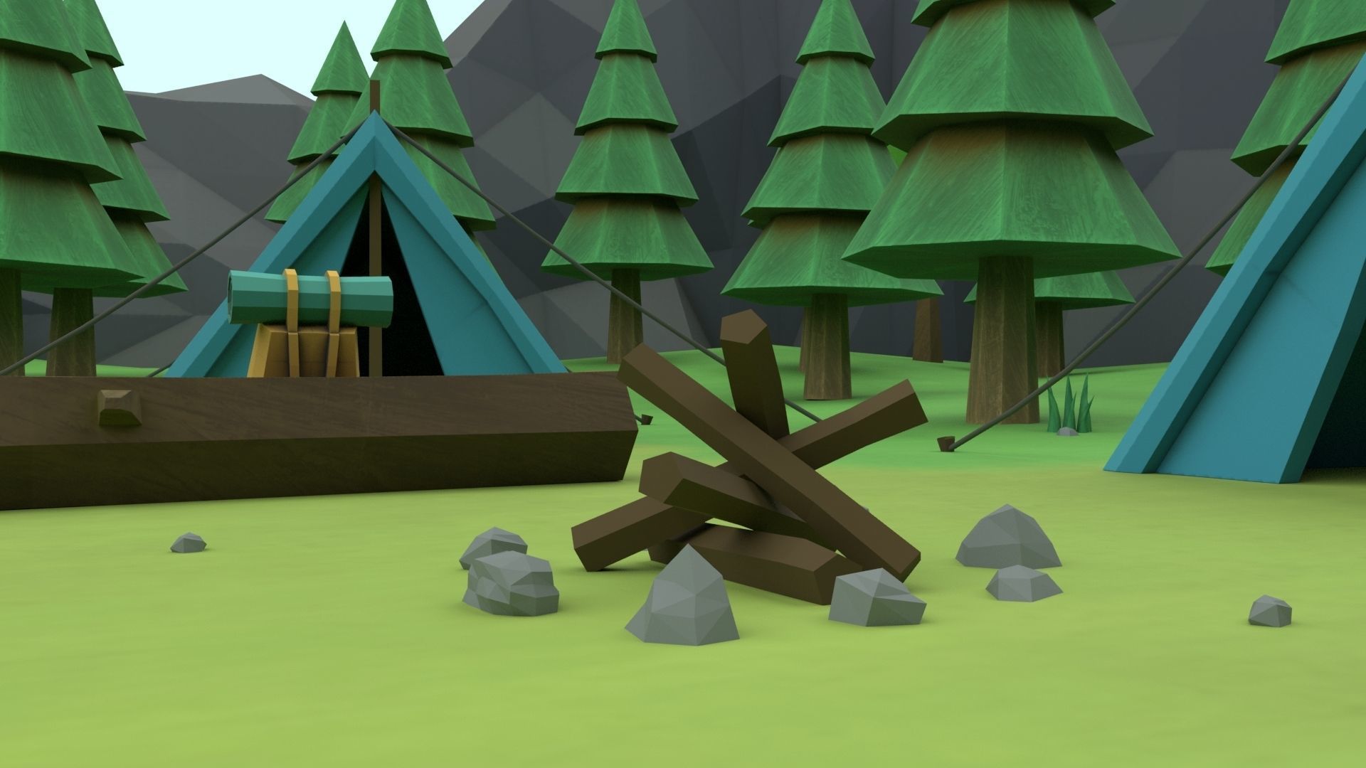 Cartoon Camp Low-poly 3D model_52