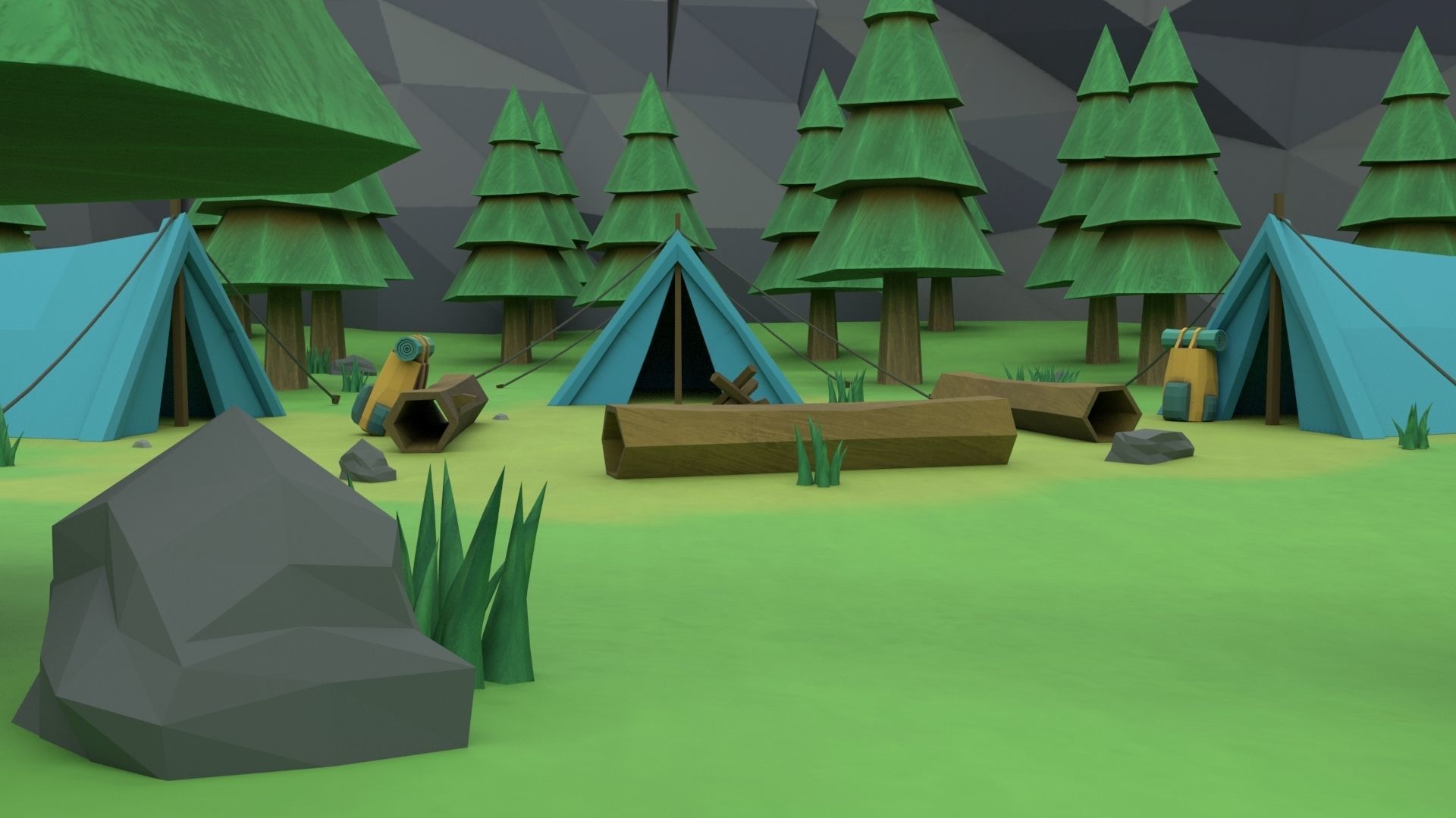 Cartoon Camp Low-poly 3D model_47