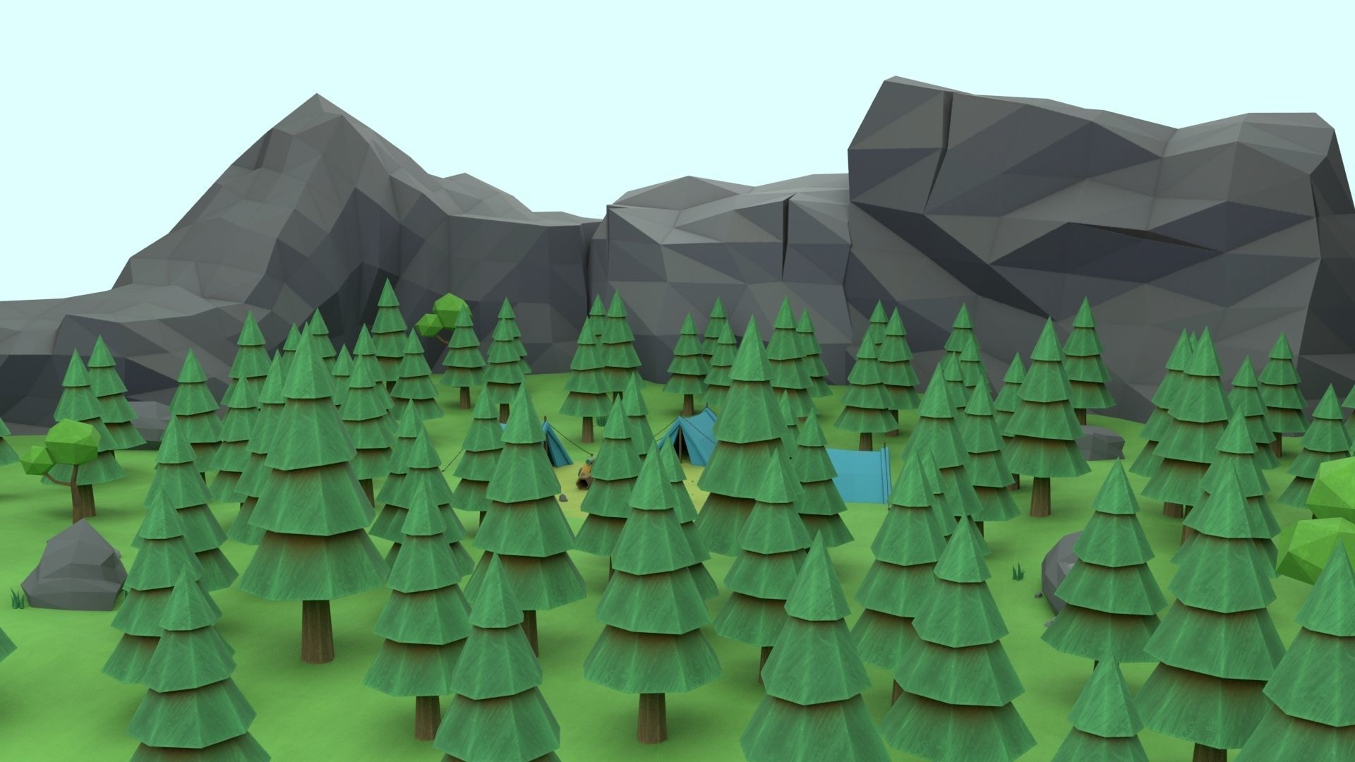 Cartoon Camp Low-poly 3D model_8
