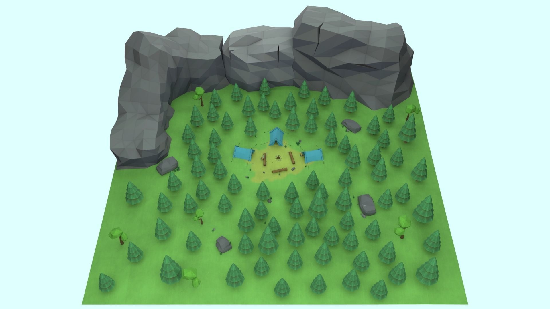 Cartoon Camp Low-poly 3D model_14