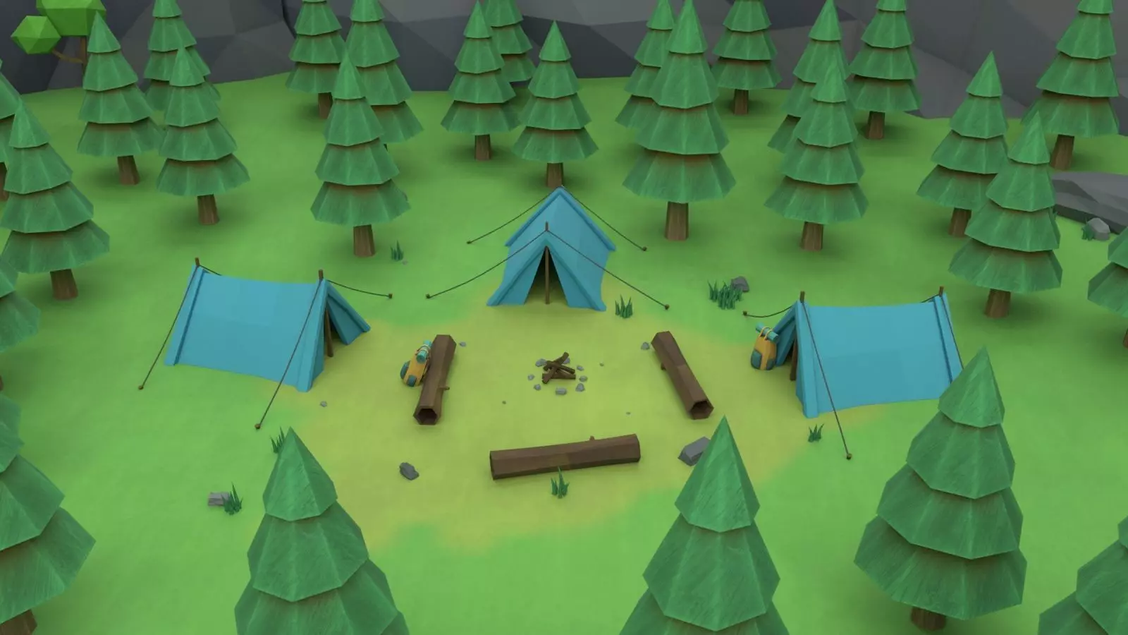 Cartoon Camp Low-poly 3D model_0